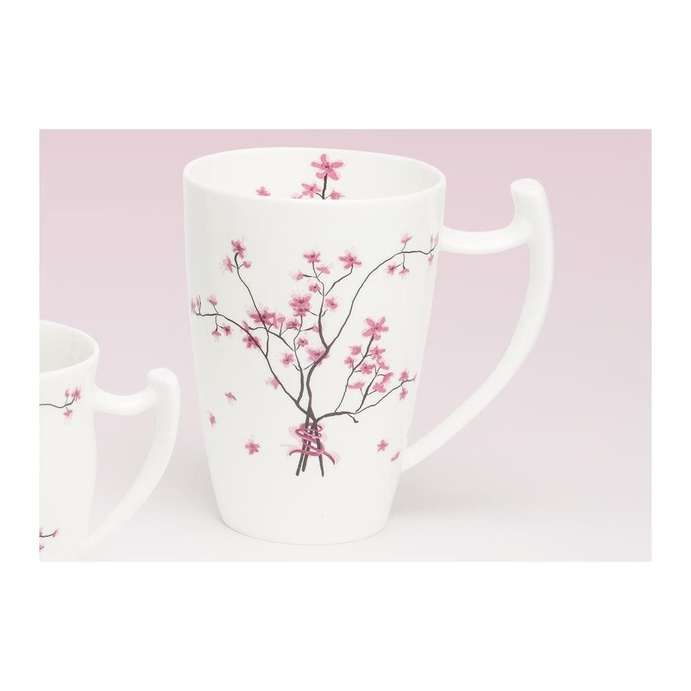 TeaLogic Tasse Cherry Blossom, Porzellan, Spülmaschinengeeignet, Weiß, Motiv: Kirschblüten