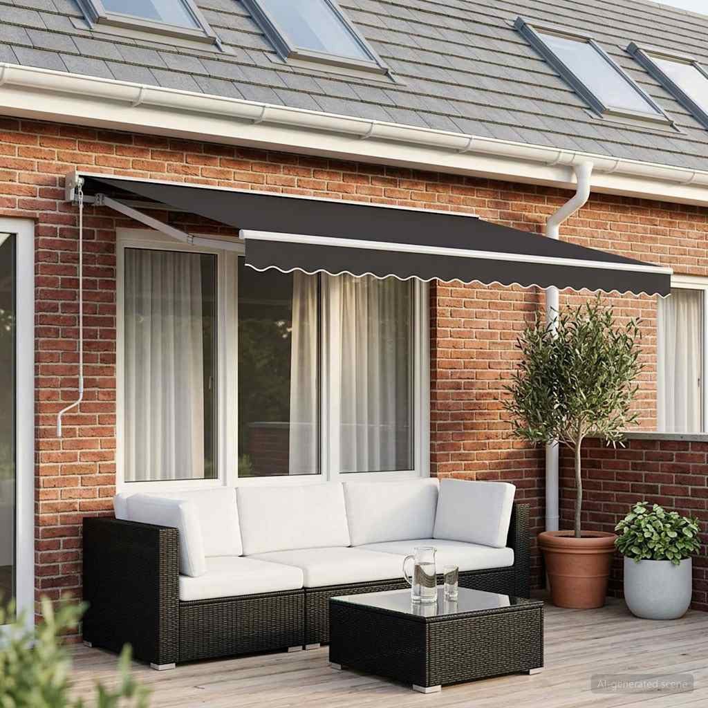 vidaXL Markise Markisenvolant Anthrazit Gestreift 600 cm (1-St) – Bild 2 von 5