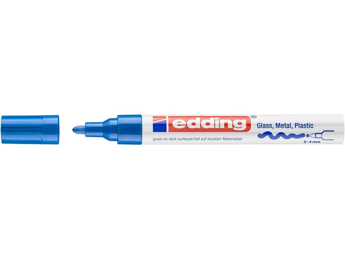 edding Lackmarker Glanzlack-Marker 750 creative Rundspitze blau, geruchsarm und wasserfest