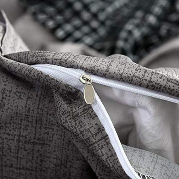 Bettwäsche Wendebettwäsche Grau einfarbig Polyester Bettbezug Kissenbezüge Set, GelldG