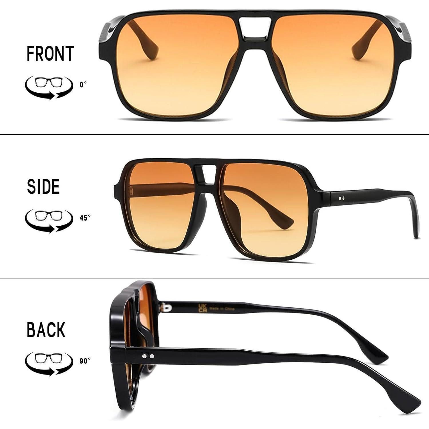 LuxusKollektion Retrosonnenbrille Sonnenbrille Pilotenbrille 70er Schwarz Gradient Orange 56 Millimeter