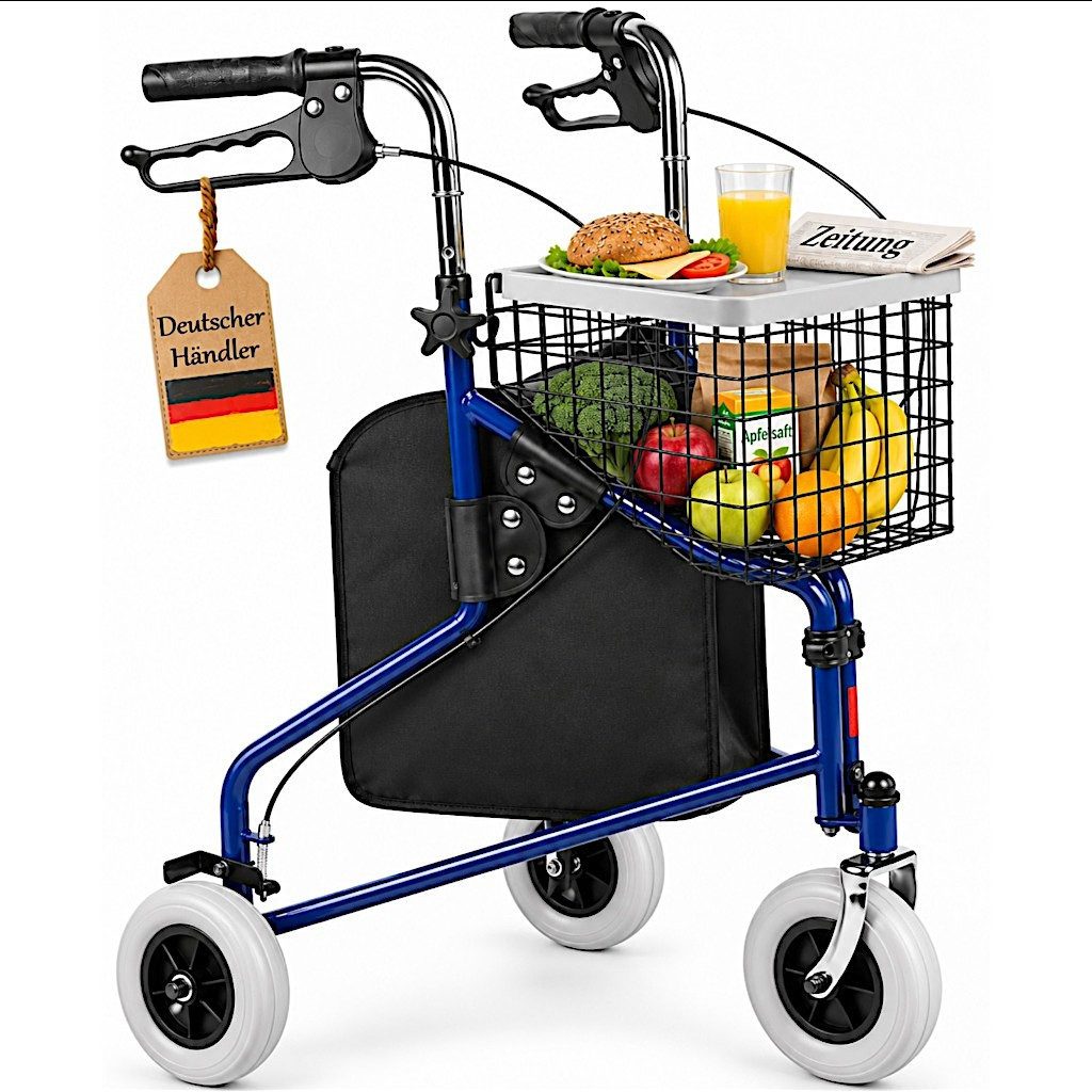 FabaCare Rollator 3-Rad Gehwagen für Senioren Actimo Delta, höhenverstellbar, faltbar