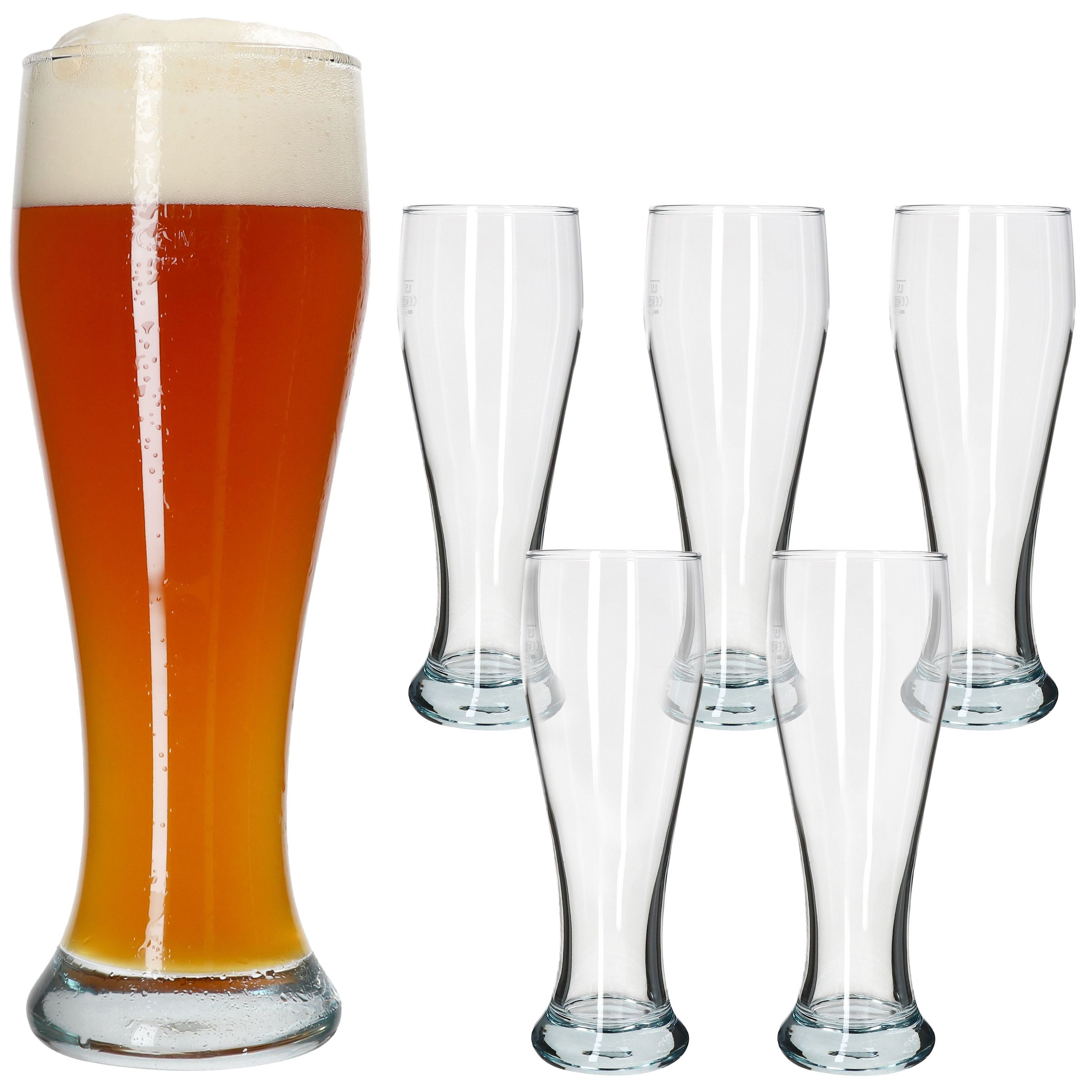 MamboCat Bierglas MamboCat 6x Sepp Weizenbiergläser Set 0,5 L geeicht Klarglas Weißbier, Glas
