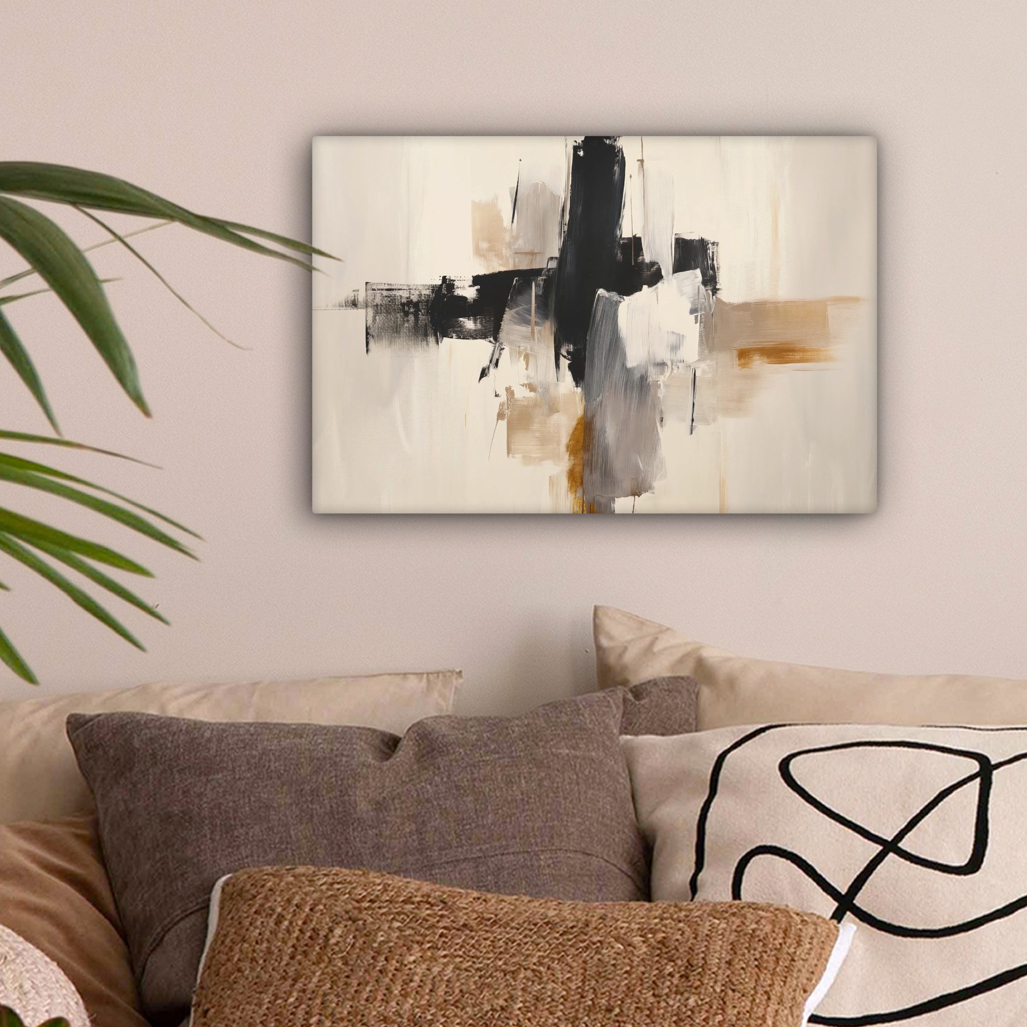 OneMillionCanvasses® Leinwandbild Pinselstriche - Grob - Abstrakt - Beige, günstig online kaufen