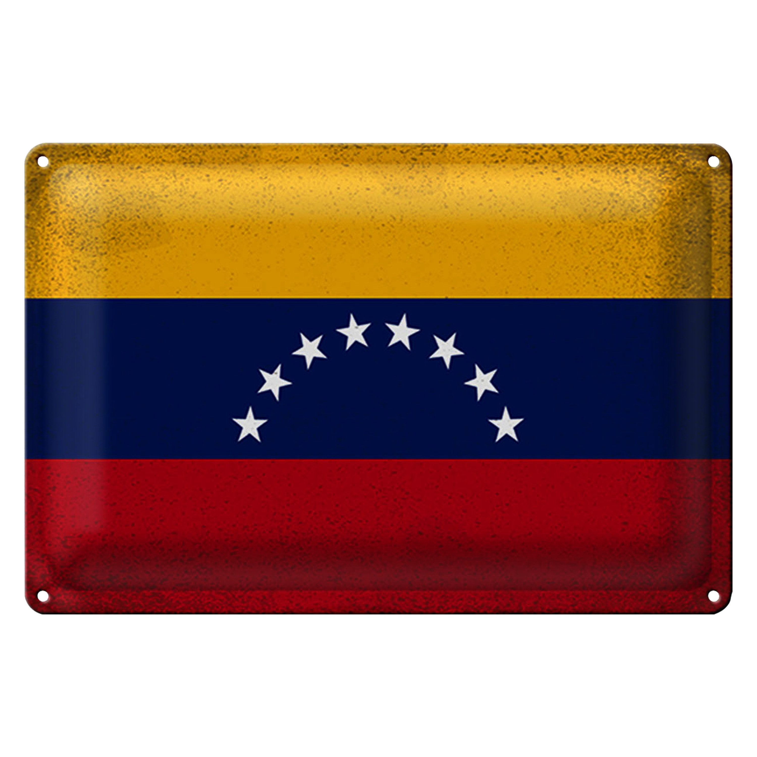 Roomando Metallschild Blechschild Flagge Venezuela 30x20cm Flag Venezuela Vintage