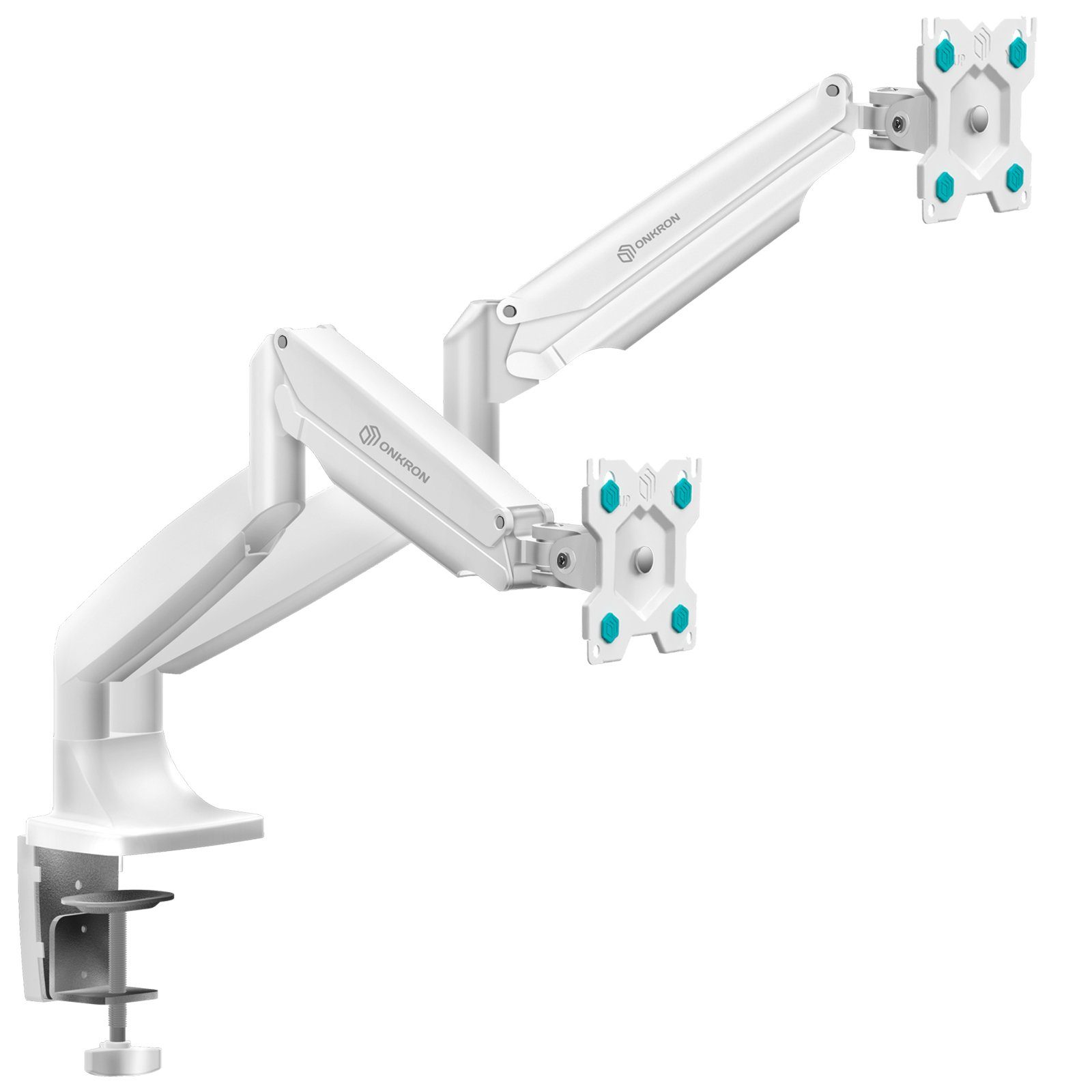 ONKRON G200-WHT Doppel Arm Monitor-Halterung, (bis 34,00 Zoll, Monitor ...