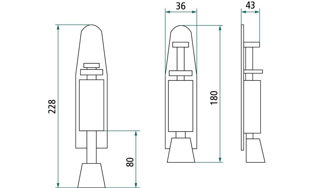 Thumbnail - Intersteel Türbeschlag Türfeststeller 0035.4440 Edelstahl matt Hubhöhe 48 mm Türmontage