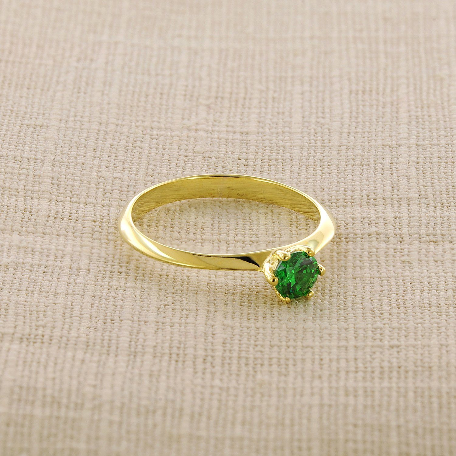 trendor Solitärring DamenGold 333/8K mit synthetischem Smaragd Ø 4,5 mm günstig online kaufen