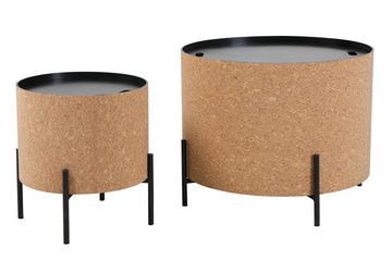 furnling Couchtisch Alkmaar (2er Set), Kork-Design aus MDF, Tischplatten abnehmbar, mit Stauraum im Inneren
