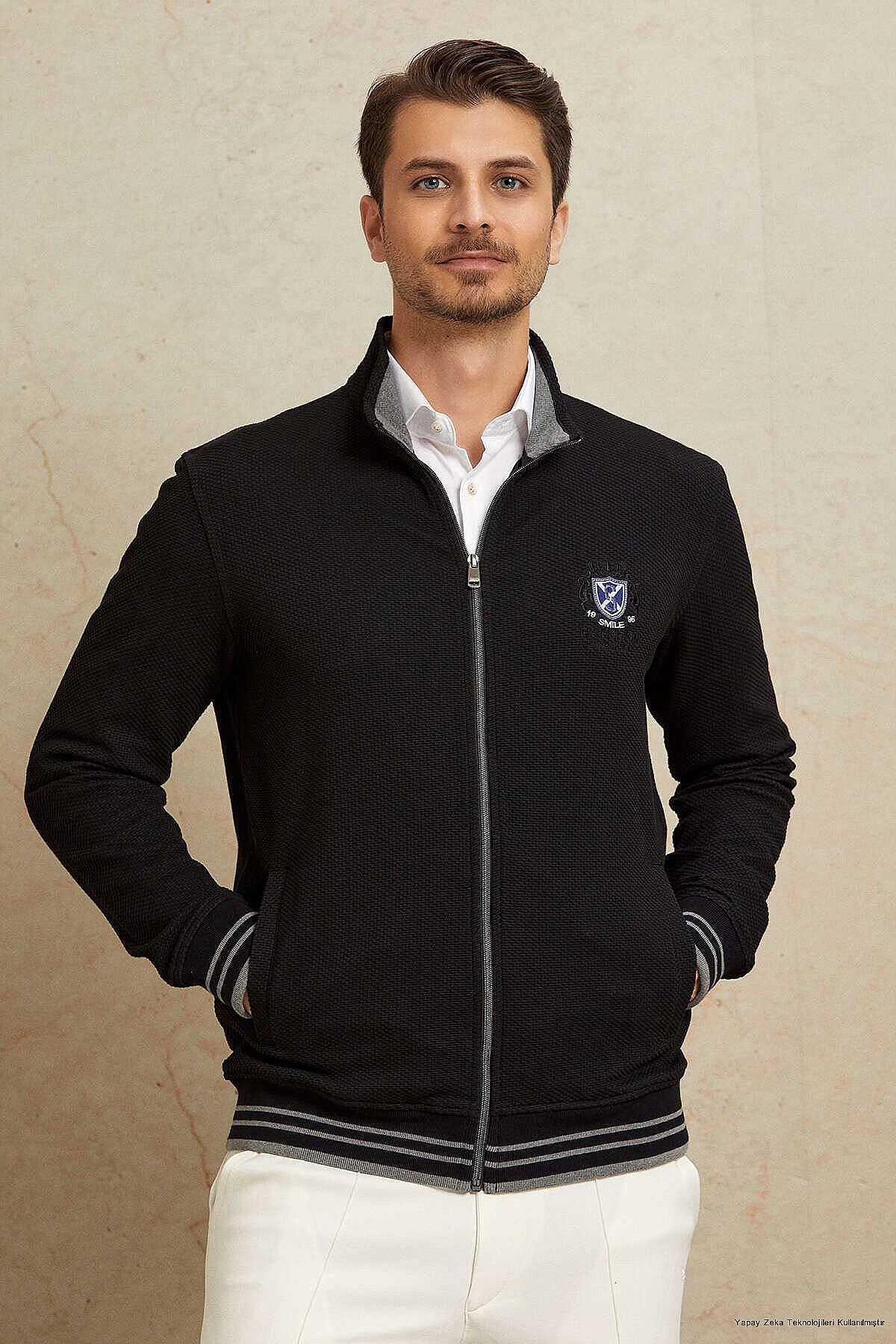 SmileSmile Sweatshirt Schwarzer Baumwoll Sweatshirt