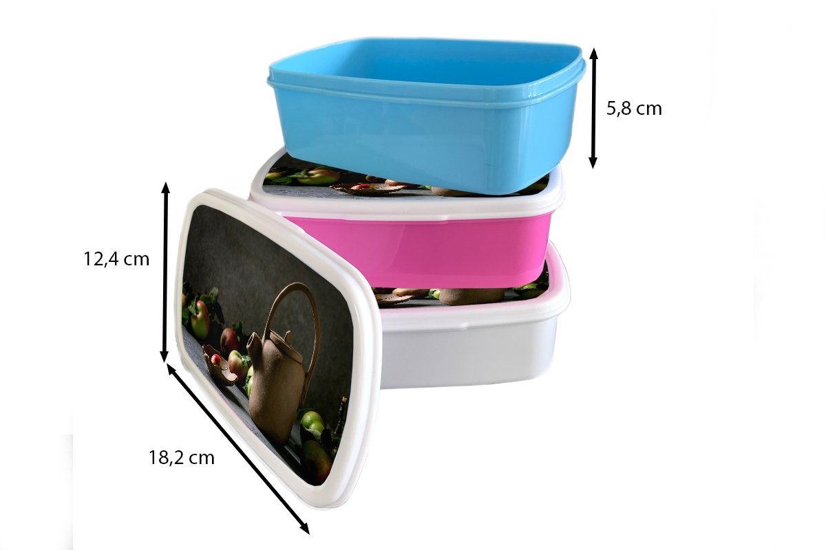 Kunststoff, Lunchbox Snackbox, - - Tee Brotbox für Teekanne Erwachsene, Brotdose Stilleben, (2-tlg), Mädchen, Kunststoff Kinder, rosa MuchoWow