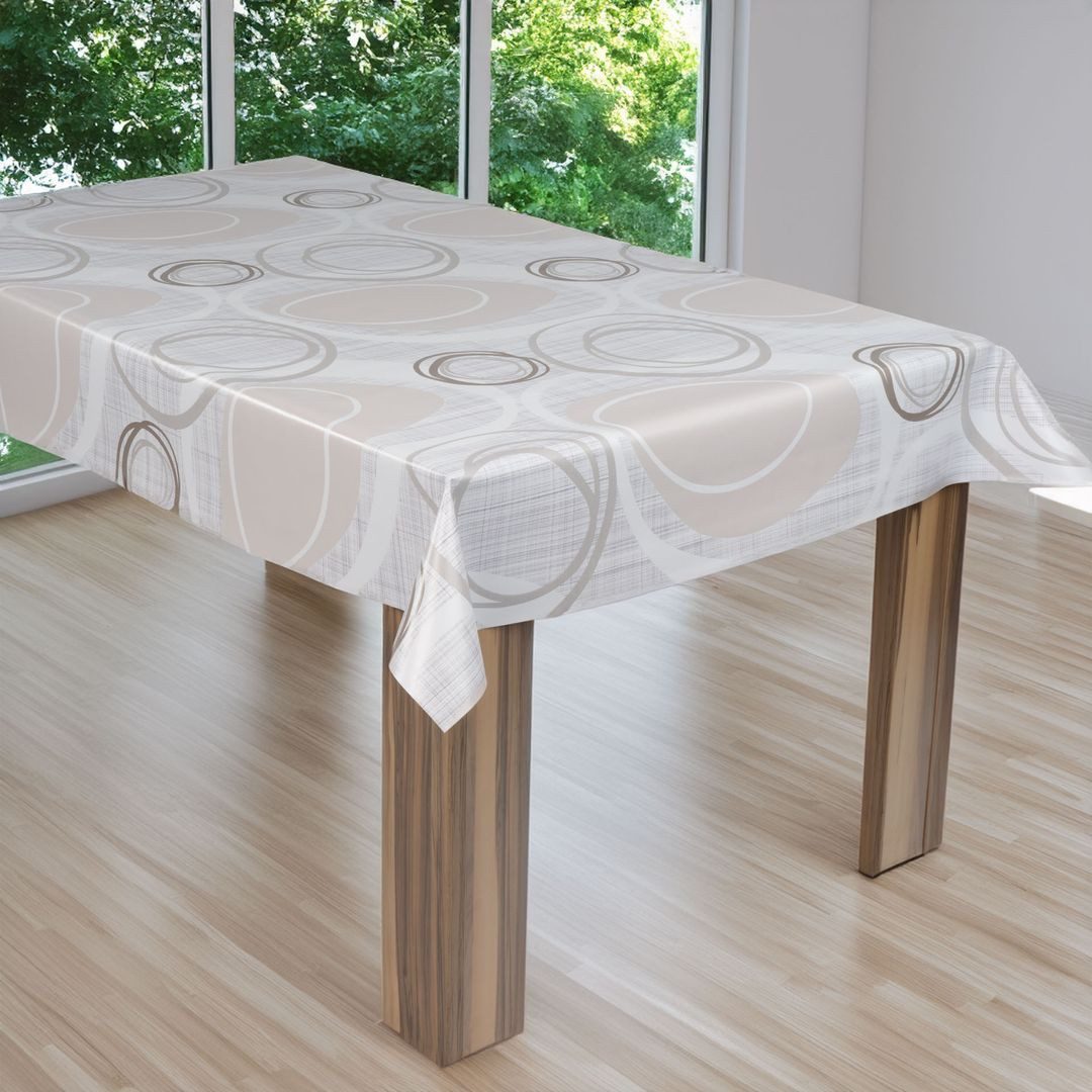 laro Tischdecke laro Wachstuch-Tischdecke Wachstischdecke Kreiswogen Weiß B günstig online kaufen