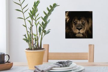 OneMillionCanvasses® Leinwandbild Löwe - Tiere - Schwarz - Porträt, (1 St), Leinwand Bilder für Wohnzimmer Schlafzimmer