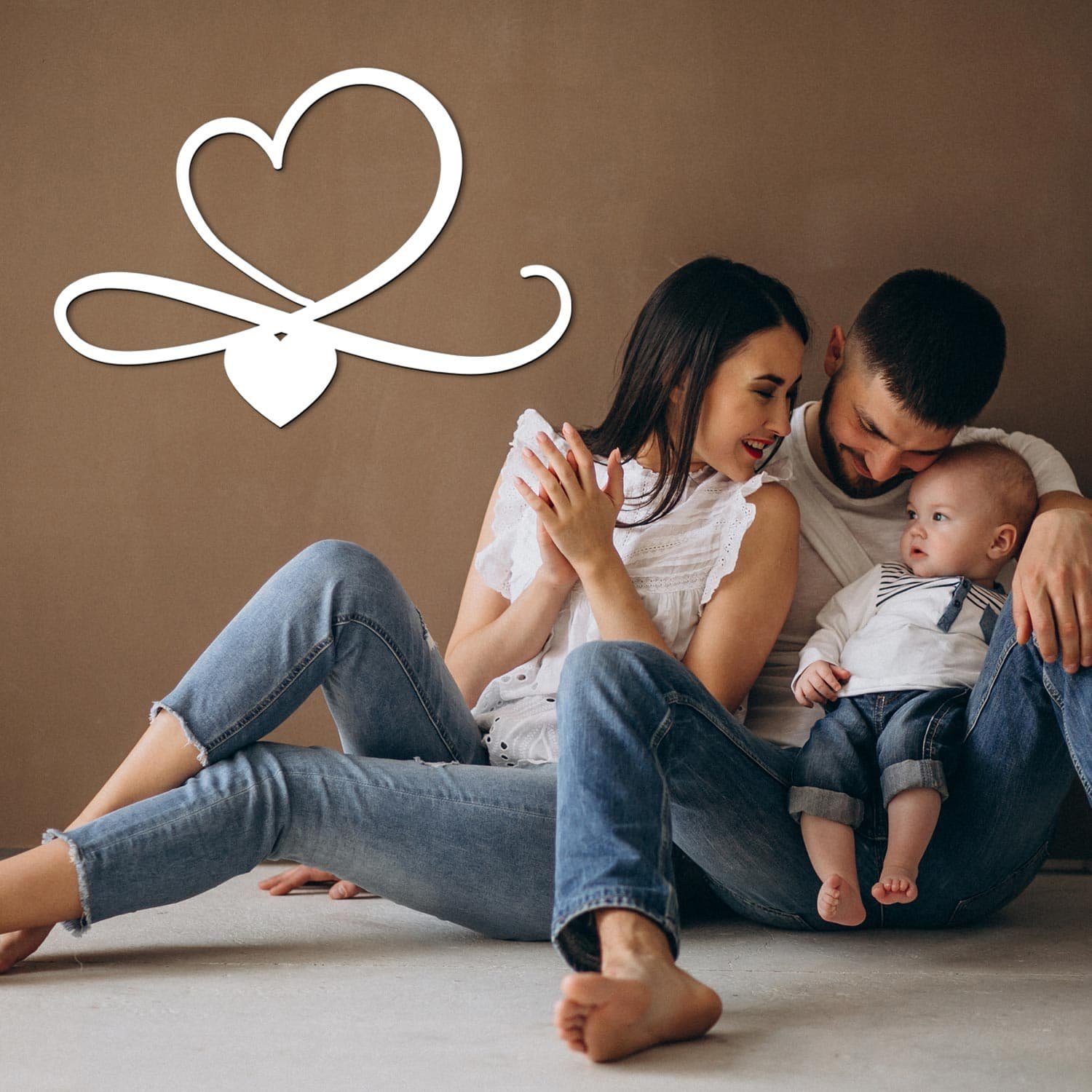 Namofactur LED Dekolicht Unendlich Herzen - Dekoobjekt aus Holz mit Herz Motiv - Wand Lampe, Ohne Zugschalter/Stern, LED fest integriert, Warmweiß, Wanddekoobjekt Wohnzimmer Leuchte batteriebetrieben