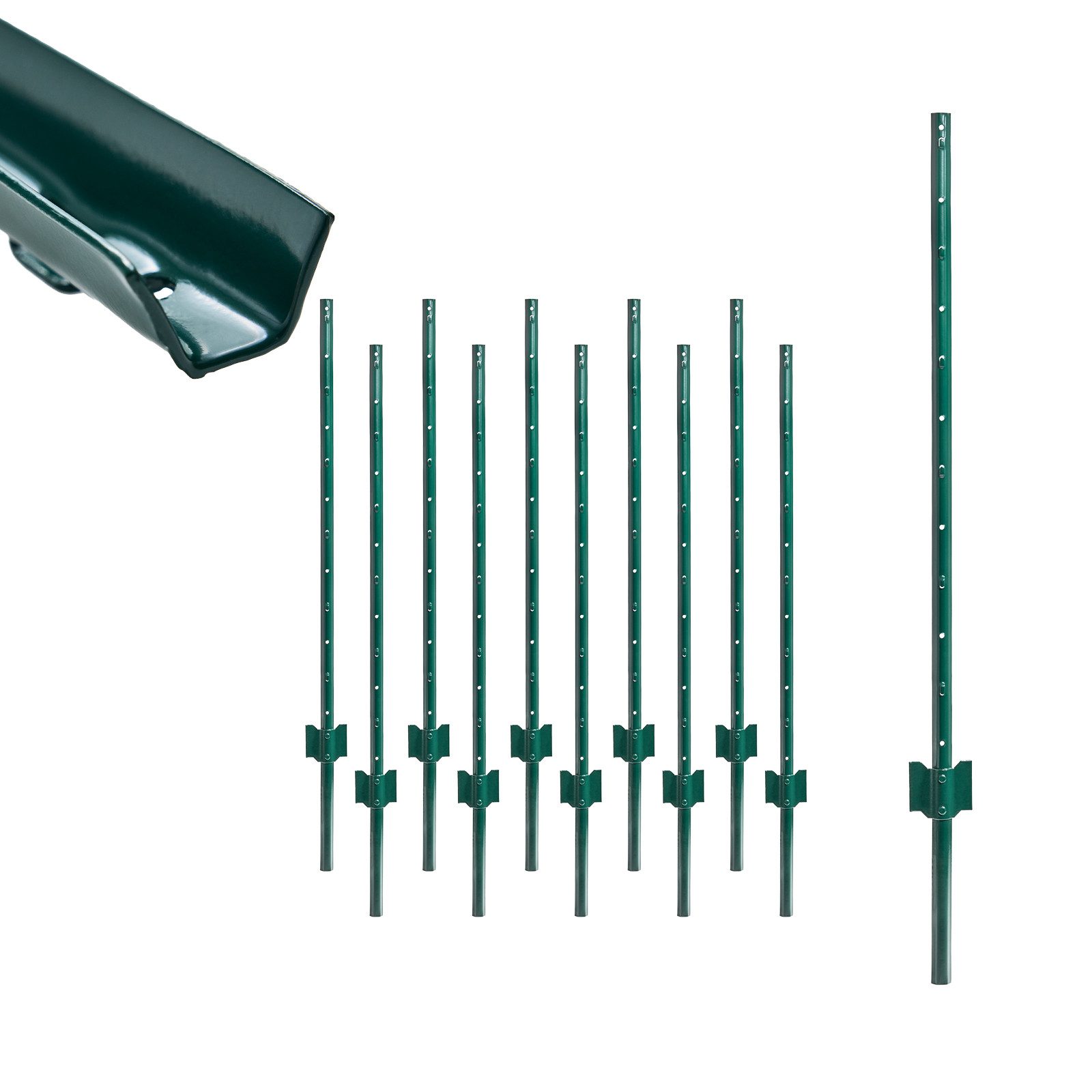 TRUTZHOLM Zaunpfosten TRUTZHOLM 10x U-Profil Zaunpfosten 122 cm Stahl pulverbeschichtet, (Spar-Set), Hohe Stabilität,Korrosionsbeständig,Robust