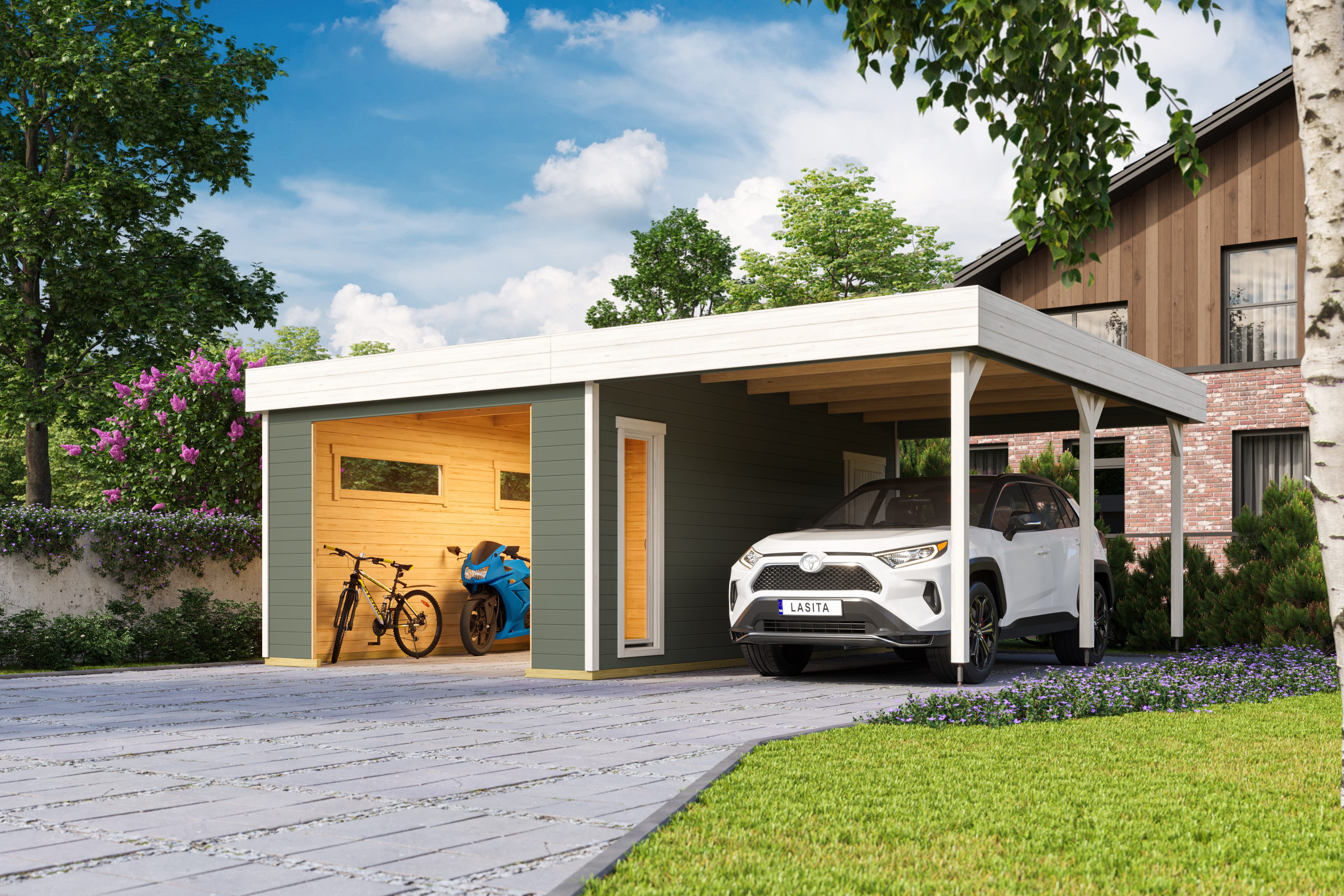 Nordic Holz Garage BAHAMAS, BxT: 680x560 cm, ohne Tor
