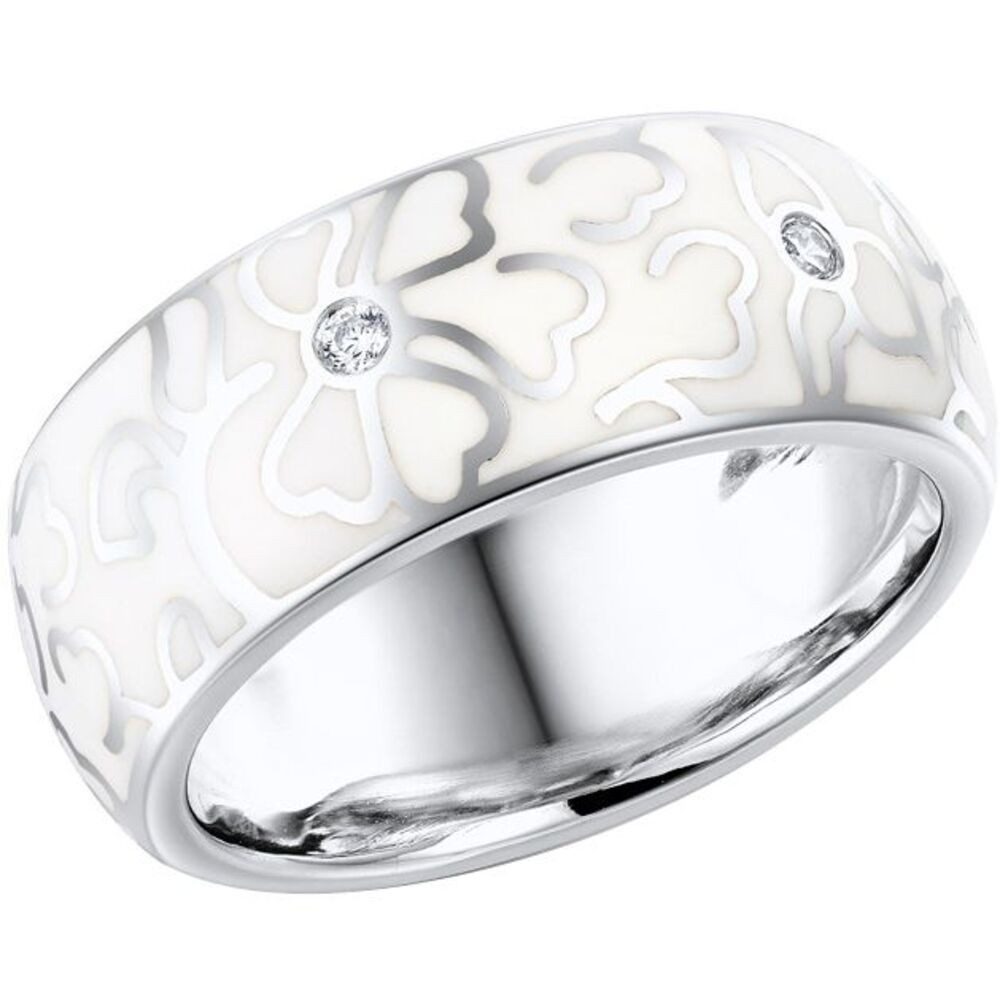 Secretforyou Fingerring Fingerring Ring 925 Silber Emaille Zirkonia Stein Echtschmuck