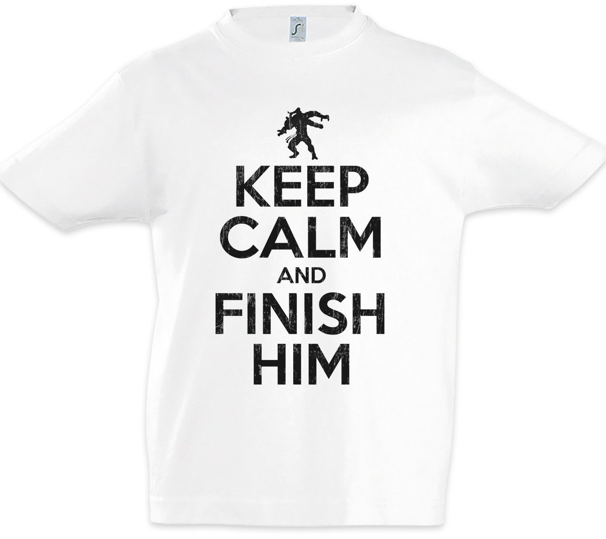Print-Shirt Keep Calm And Finish Him Kinder T-Shirt Mortal Fun Raiden Kombat Goro