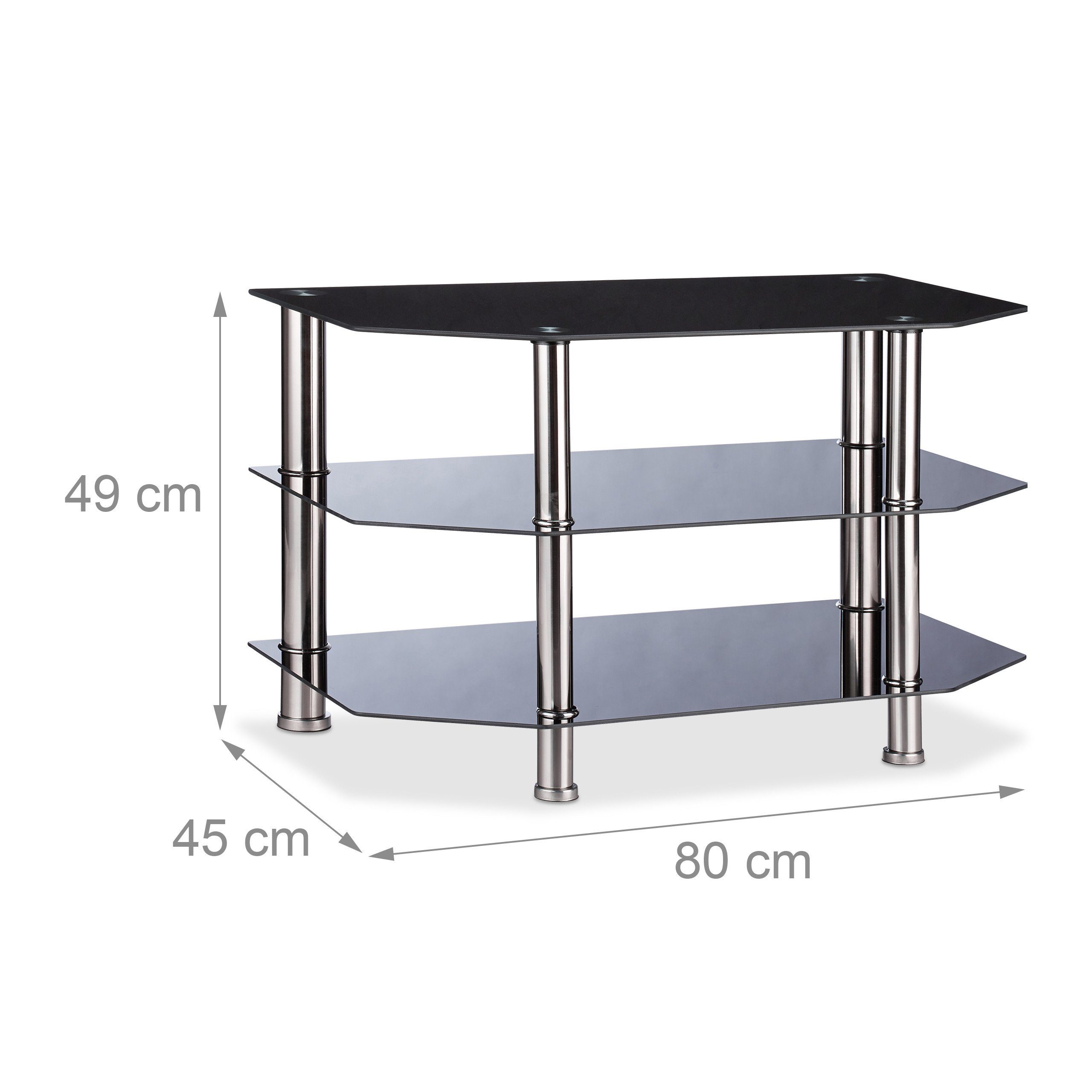relaxdays TV-Regal Fernsehtisch Schwarzglas, 1-tlg. – Bild 4 von 5