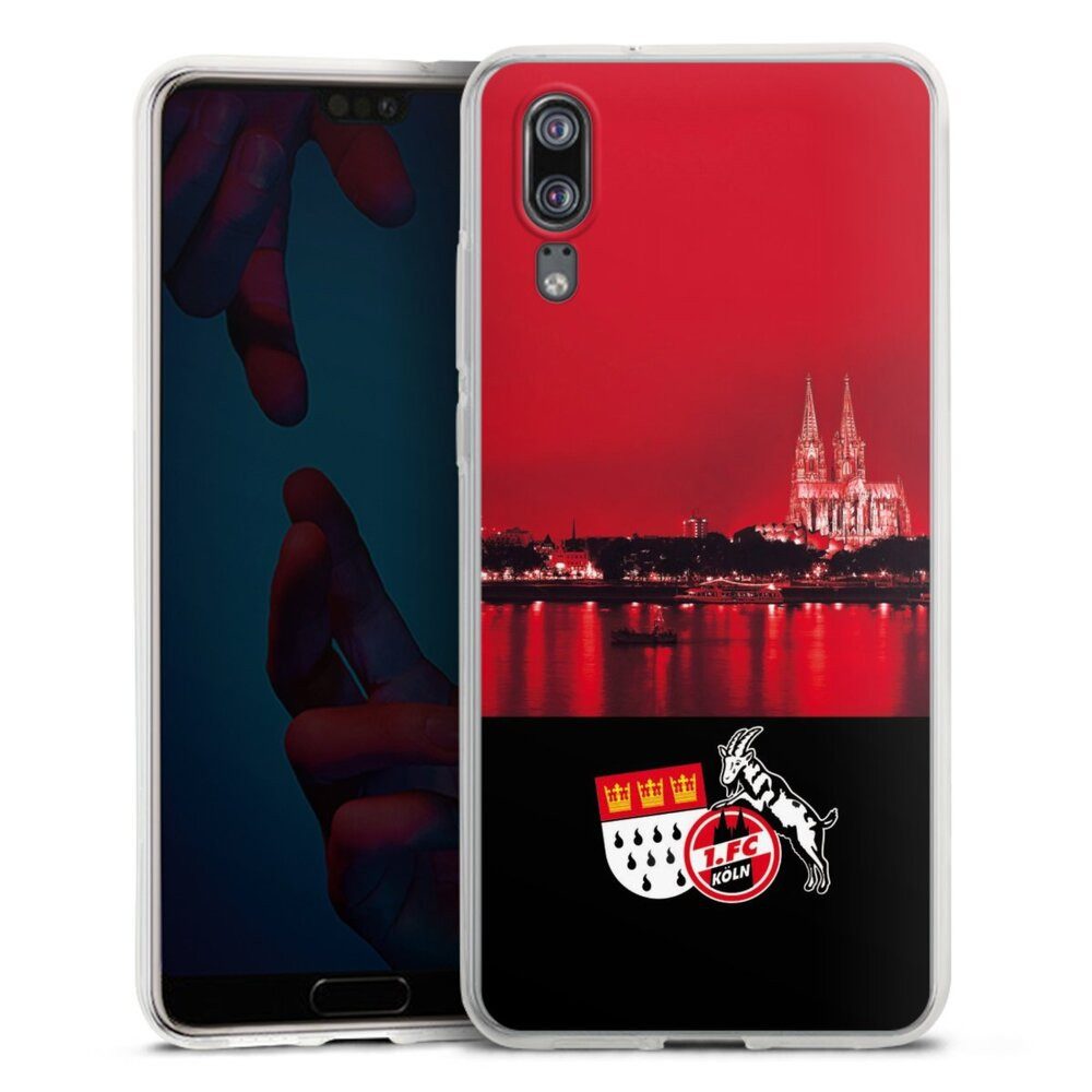 DeinDesign Handyhülle Skyline 1. FC Köln Offizielles Lizenzprodukt Skyline Köln Rot, Huawei P20 Silikon Hülle Bumper Case Handy Schutzhülle