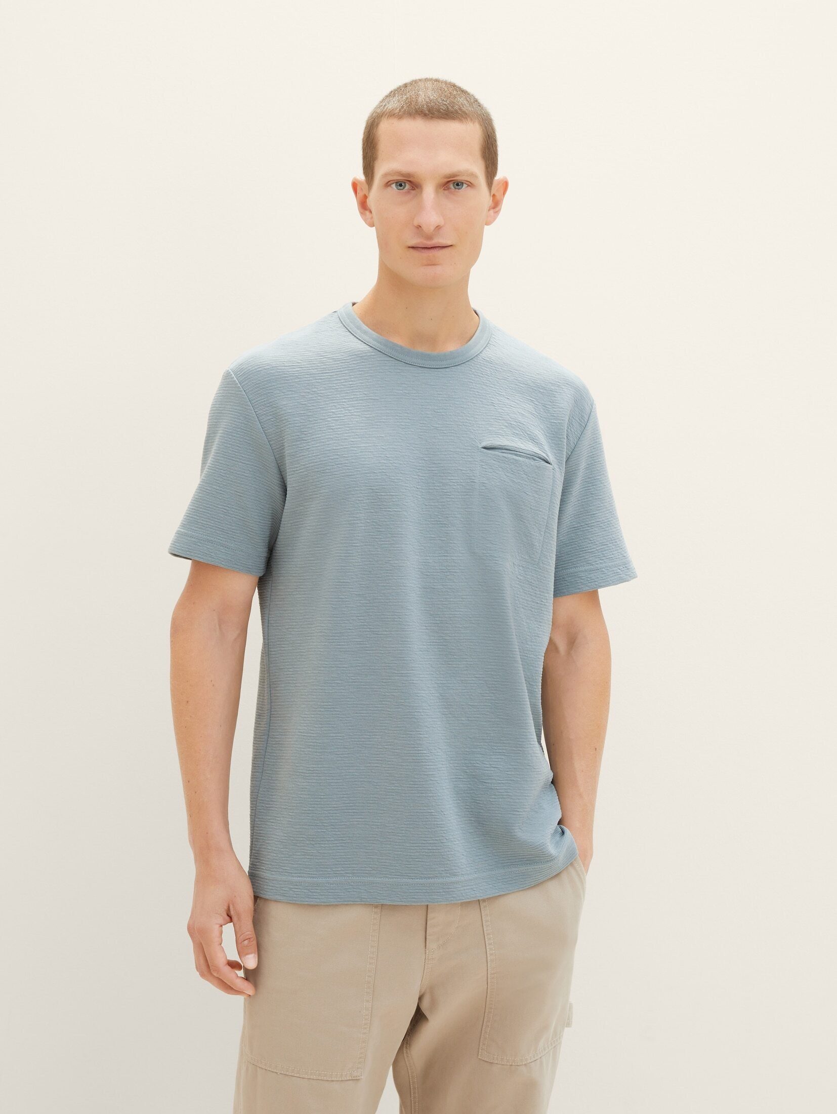 TOM TAILOR T-Shirt T-Shirt mit Struktur grey mint