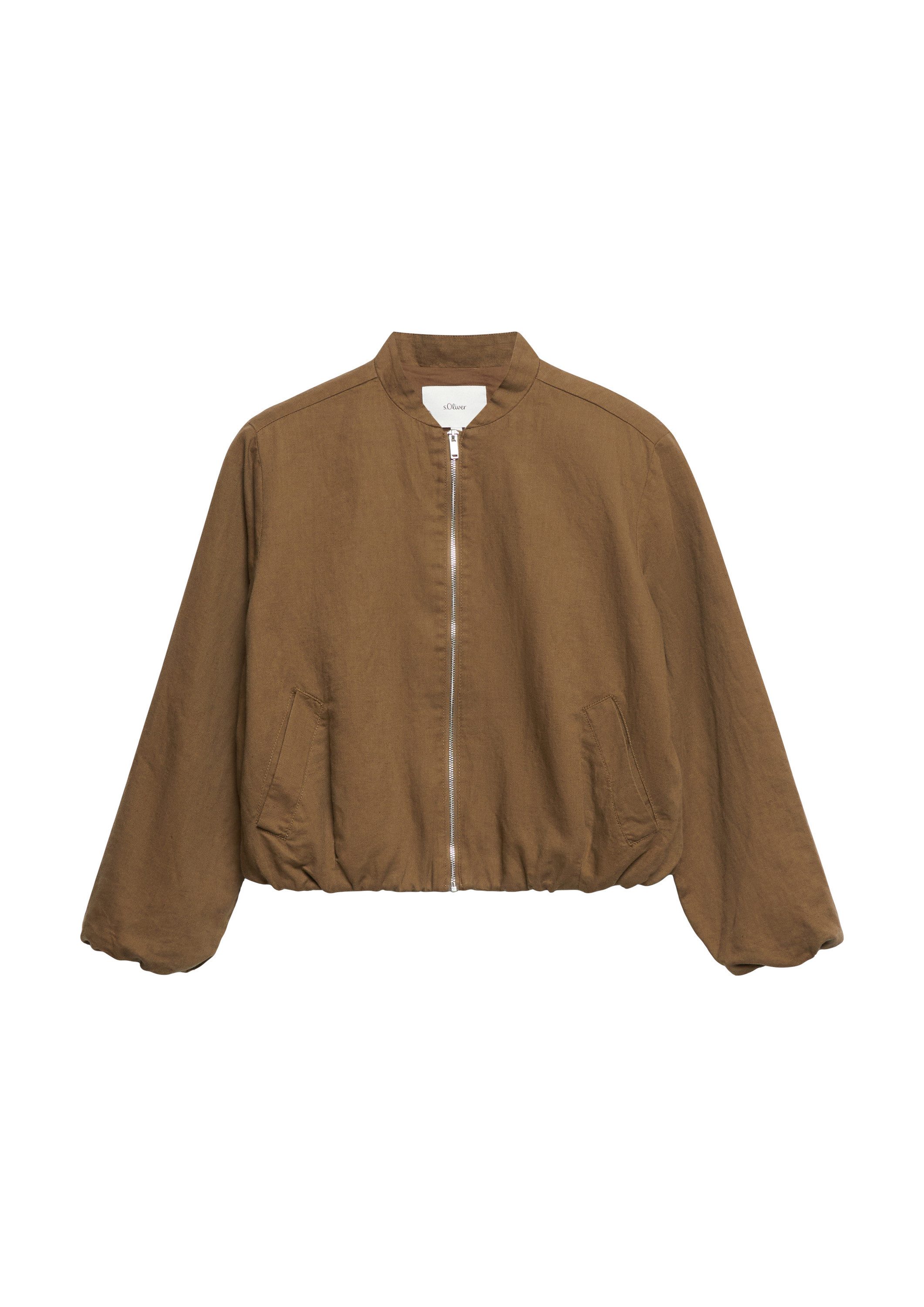 s.Oliver Funktionsjacke Indoor-Jacke Jacke aus Leinenmix im Boxy Fit mit Ballonsaum