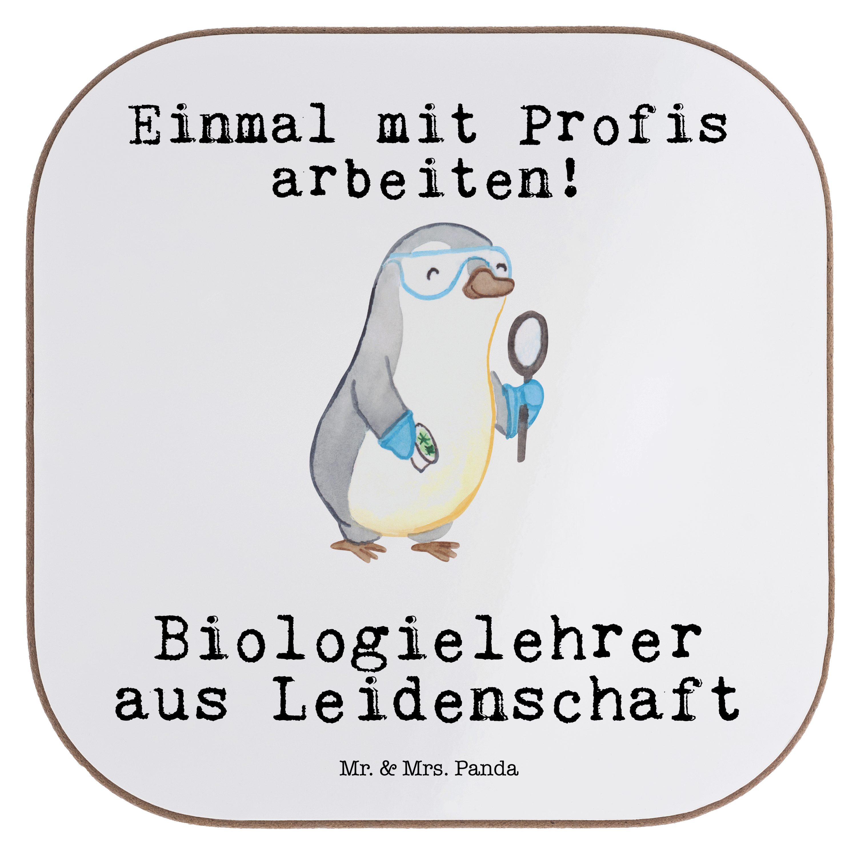 Mr. & Mrs. Panda Getränkeuntersetzer Biologielehrer aus Leidenschaft - Weiß - Geschenk, Biolehrer, Kollegi, 1-tlg.
