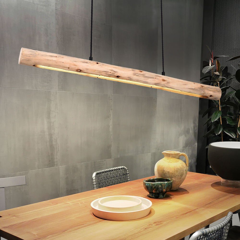 GLOBO LIGHTING LED-Hängeleuchte, LED-Leuchtmittel fest verbaut, Warmweiß, Holz Hängeleuchte Pendelleuchte Holz lang Holzlampe hängend Lampe