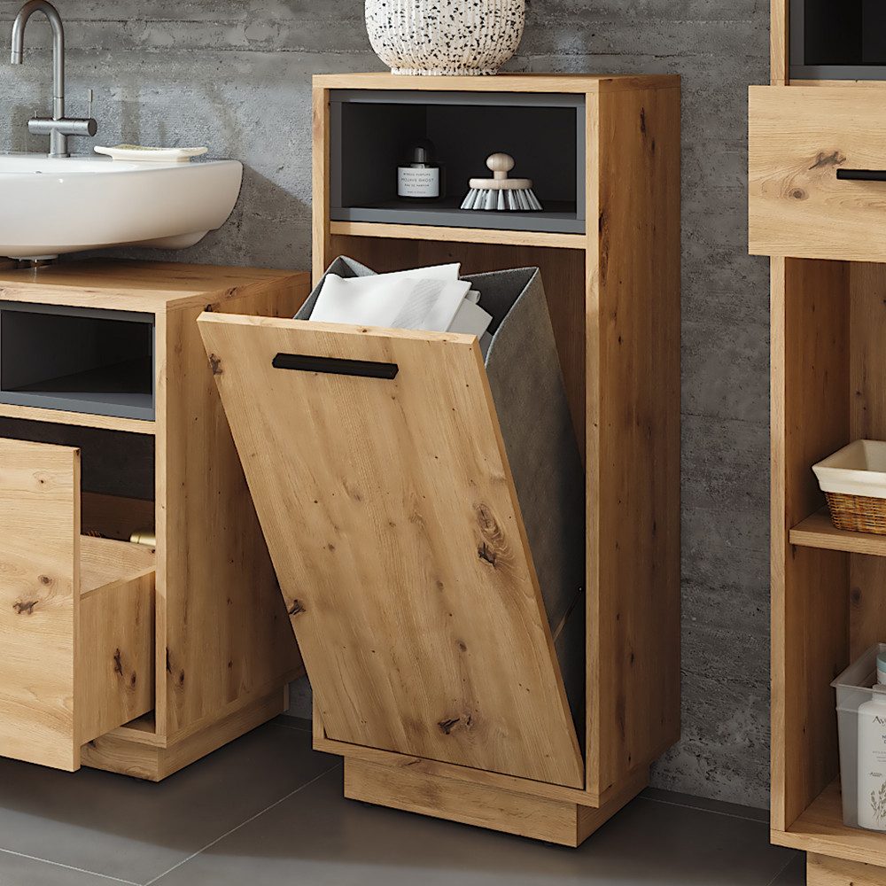 Vicco Wäscheschrank Beatrice, Artisan Eiche/Anthrazit, 38 x 93 cm mit herau günstig online kaufen