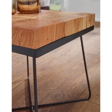 Lomadox Wohnzimmertisch, Wohnzimmertisch Tisch mit schwarzem Metallbeinen, B/H/T ca. 45/51/45cm