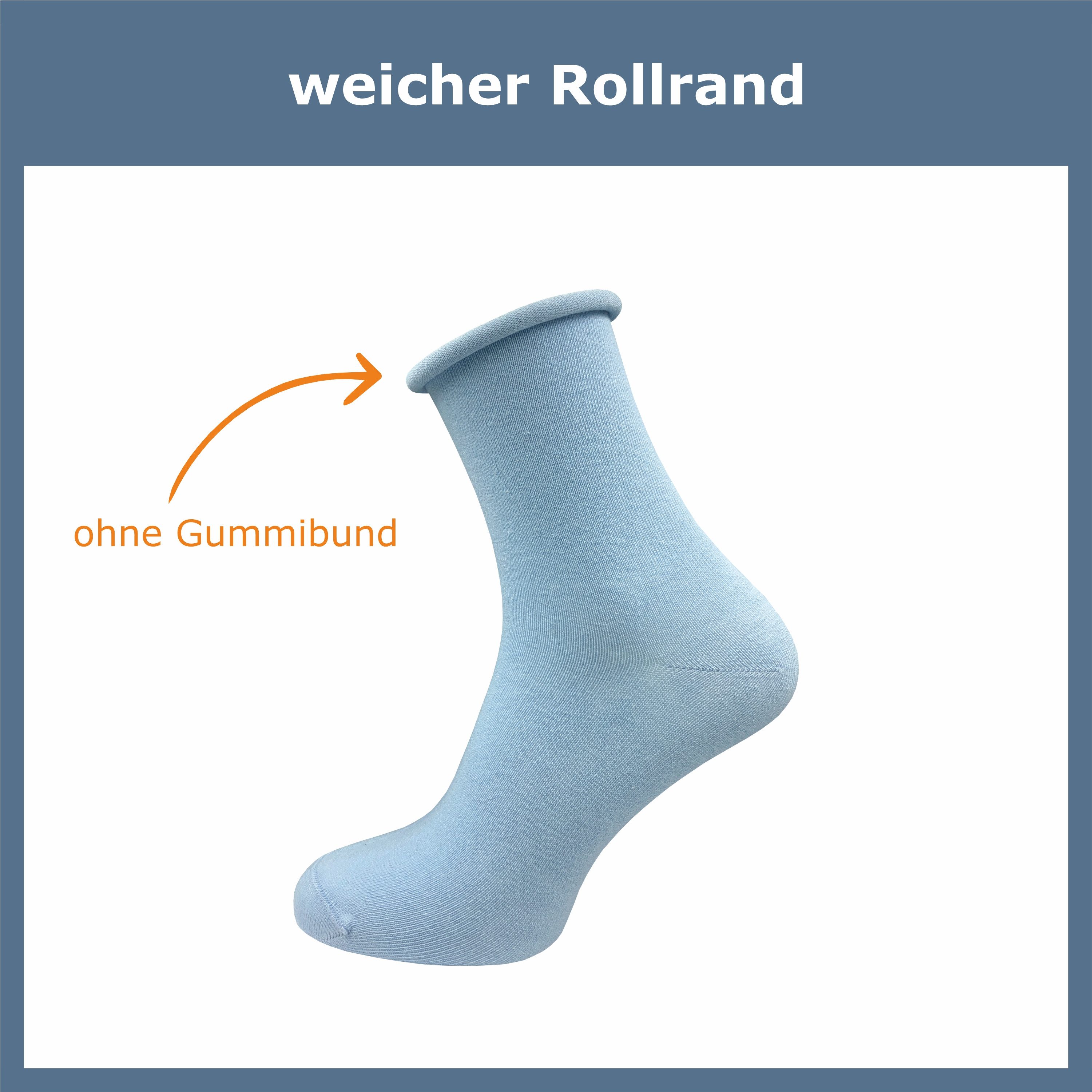 GAWILO Diabetikersocken für Damen mit Rollrand - Ohne drückende Naht & ohne Gummidruck (6 Paar) Venensocken aus atmungsaktiver Baumwolle - in schwarz & bunt