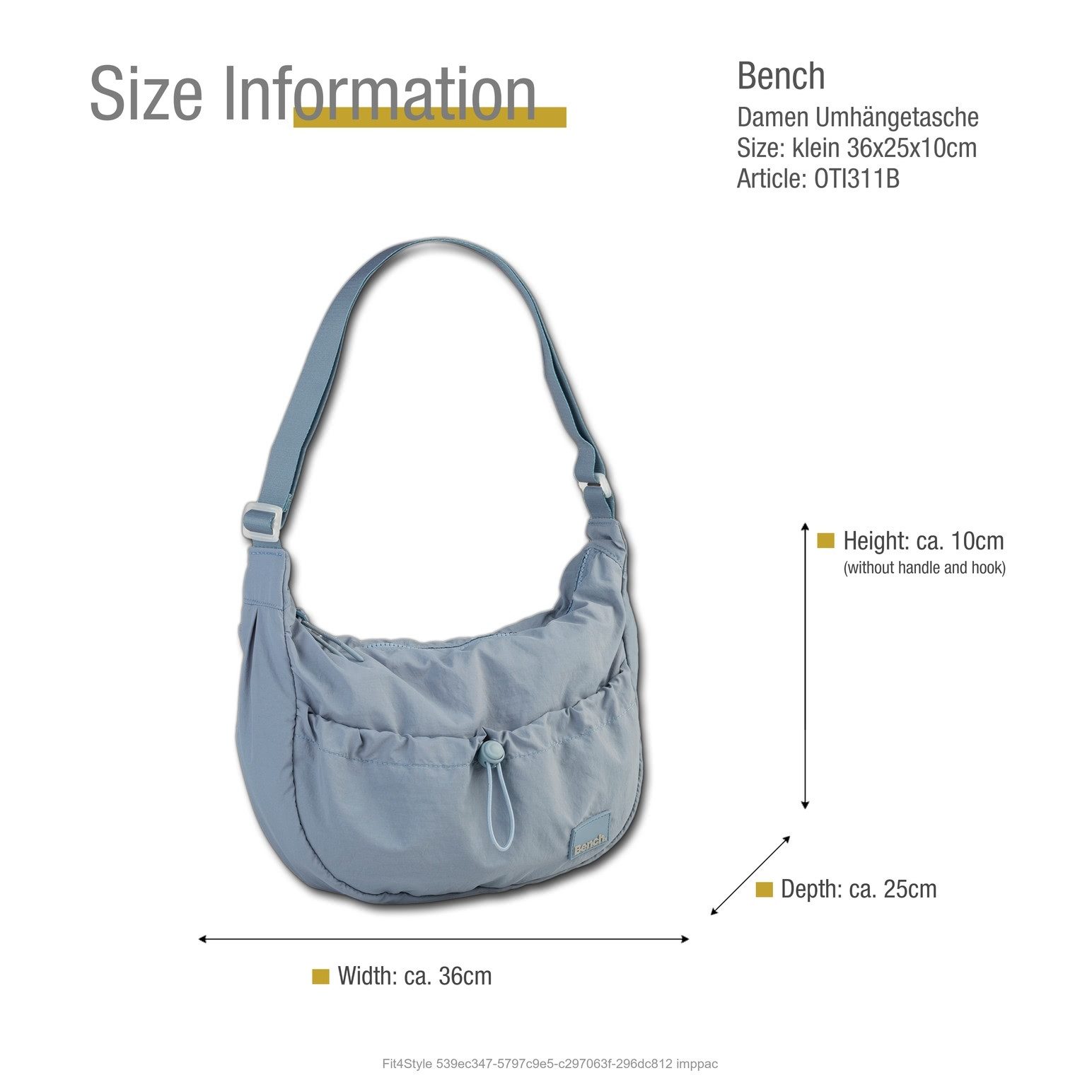 Bench. Umhängetasche Bench Umhängetasche Nylon washed blau (Umhängetasche), Damen Umhängetasche Nylon, washed, blau ca. 36cm x ca. 10cm
