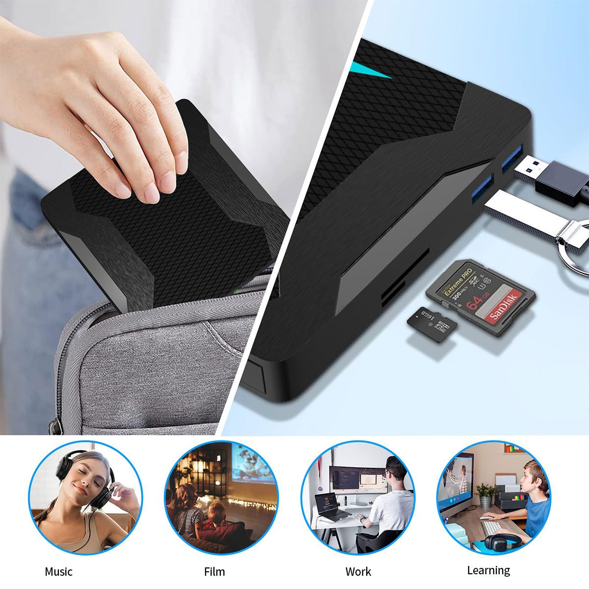 Novzep Externes DVD-CD-Laufwerk USB 3.0 Typ-C DVD/CD+/RW-Brennerlaufwerk DVD-Brenner (mit Atmungslicht und Farbwechselfunktion)