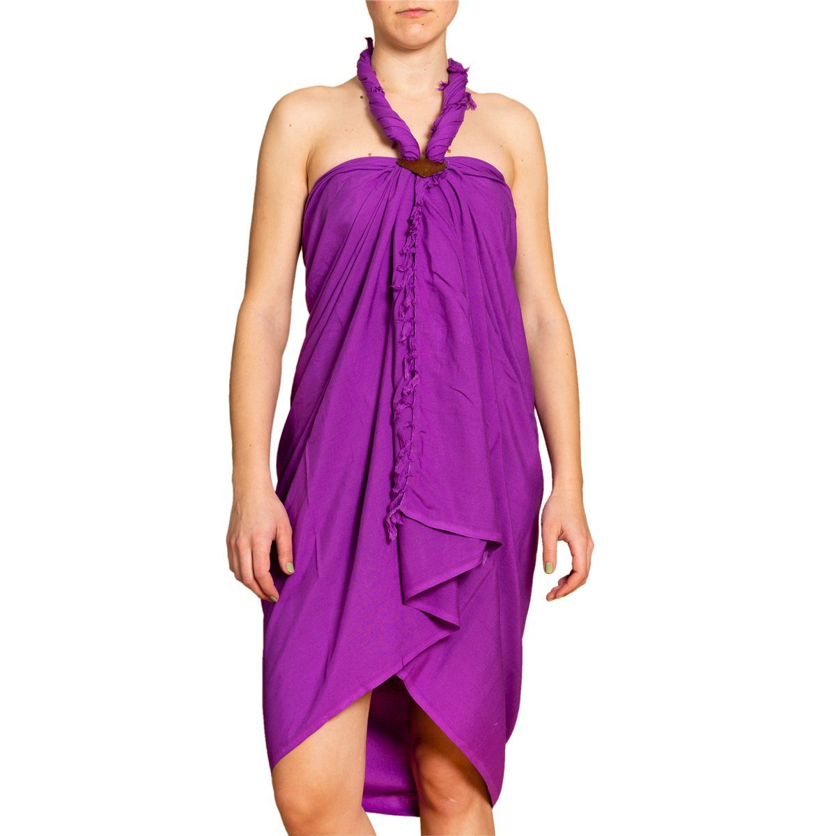 PANASIAM Pareo Sarong einfarbig Tuch in 2 Lila für Strandtuch Cover-up Strandkleid Strandrock, oder Schal Schultertuch als Halstuch den Größen Bikini Strand