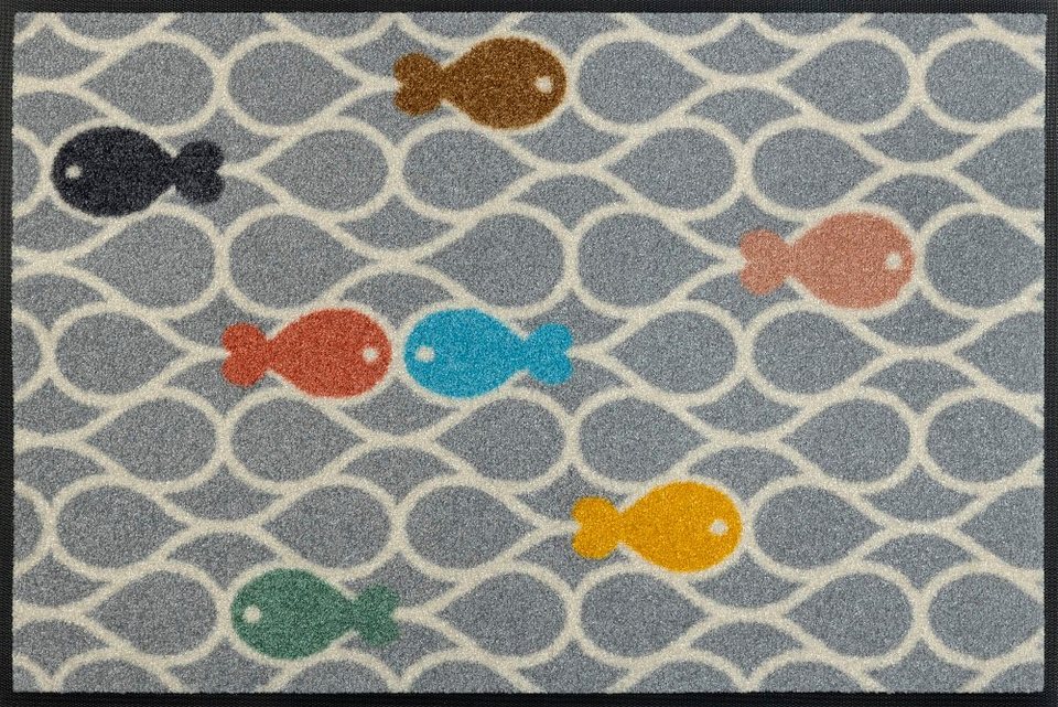 Fußmatte Fischpond, wash+dry by Kleen-Tex, rechteckig, Höhe: 7 mm,  Schmutzfangmatte, Motiv Fische, In- und Outdoor geeignet, waschbar