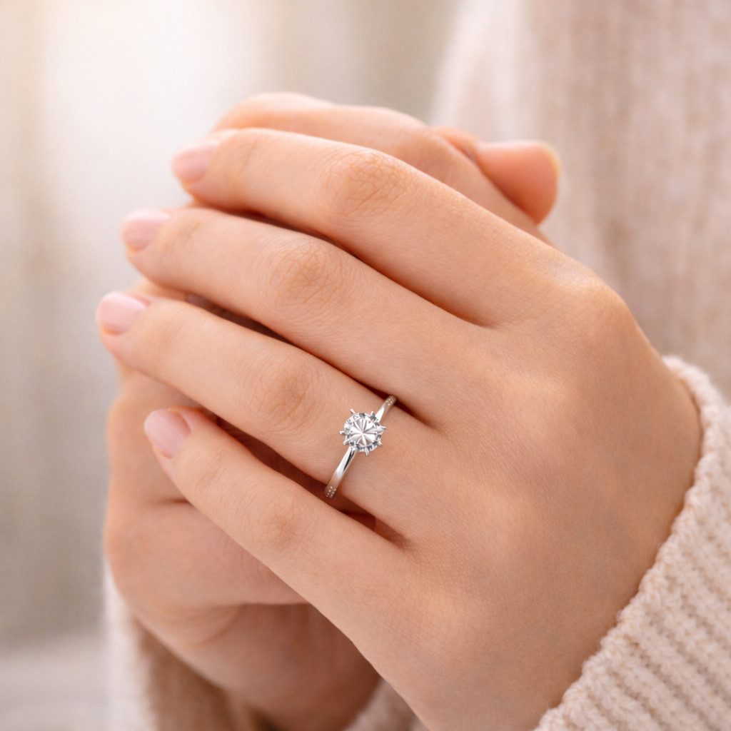 Living Oak Verlobungsring Moissanit Solitär Ring aus 925 Sterling Silber, Klassischer Verlobungsring, nickelfrei