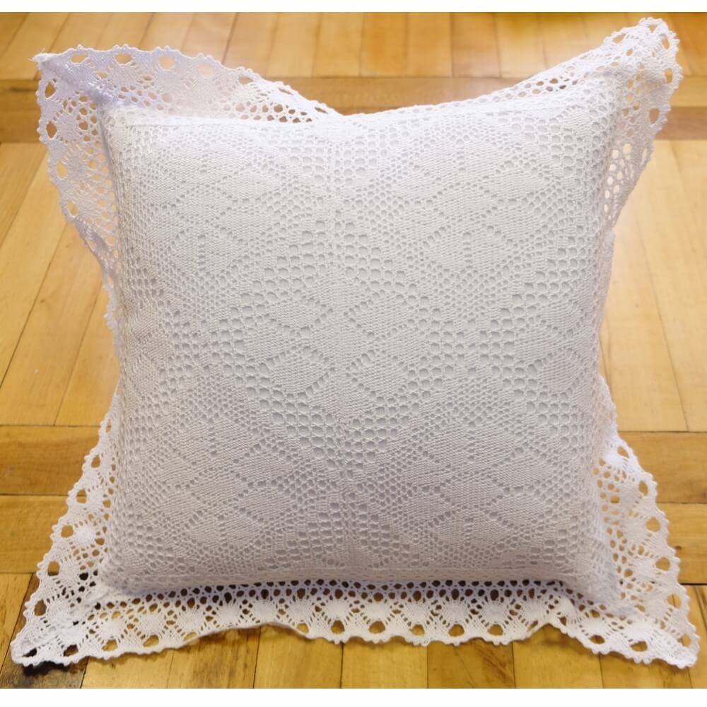 matches21 HOME & HOBBY Kissenbezüge Kissen-Bezug weiß Häkel-Kante 40x40 cm günstig online kaufen