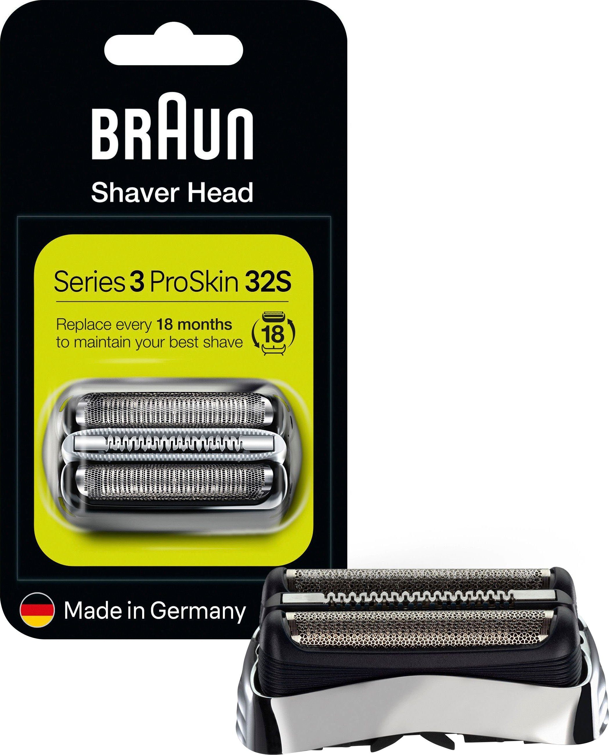 Braun Ersatzscherteil Series 3 32, kompatibel mit Series 3 Rasierern silberfarben