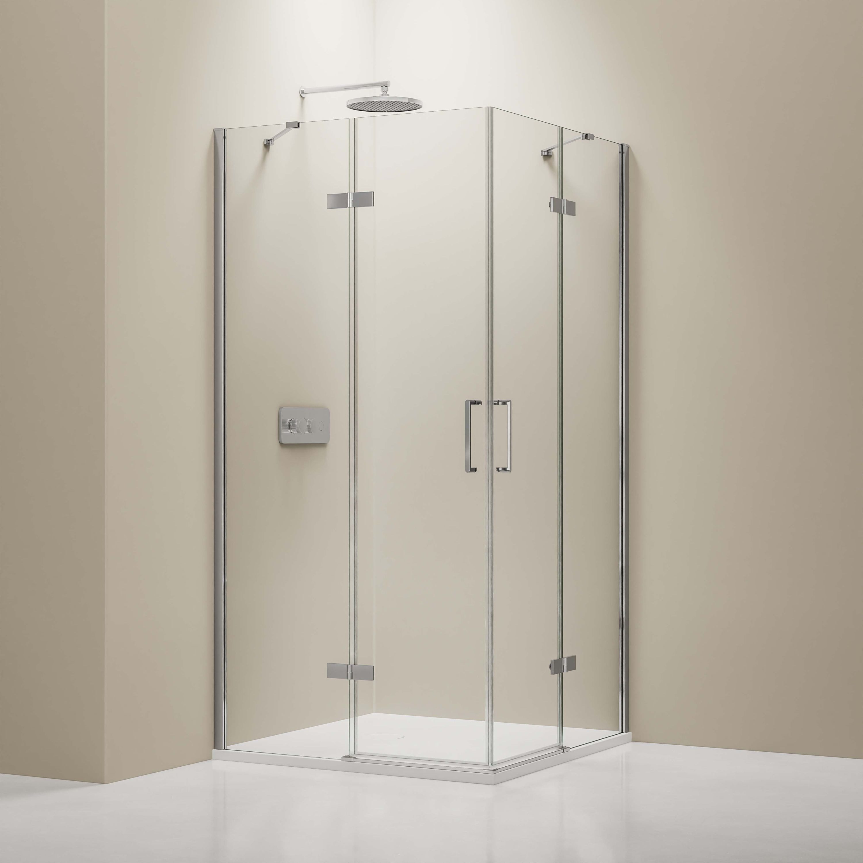 Bernstein Eckdusche EX809 80x80 cm, BxT: 80x80 cm, Eckdusche Drehtür Eckeinstieg 6mm Nano Hebe-Senk Chrom