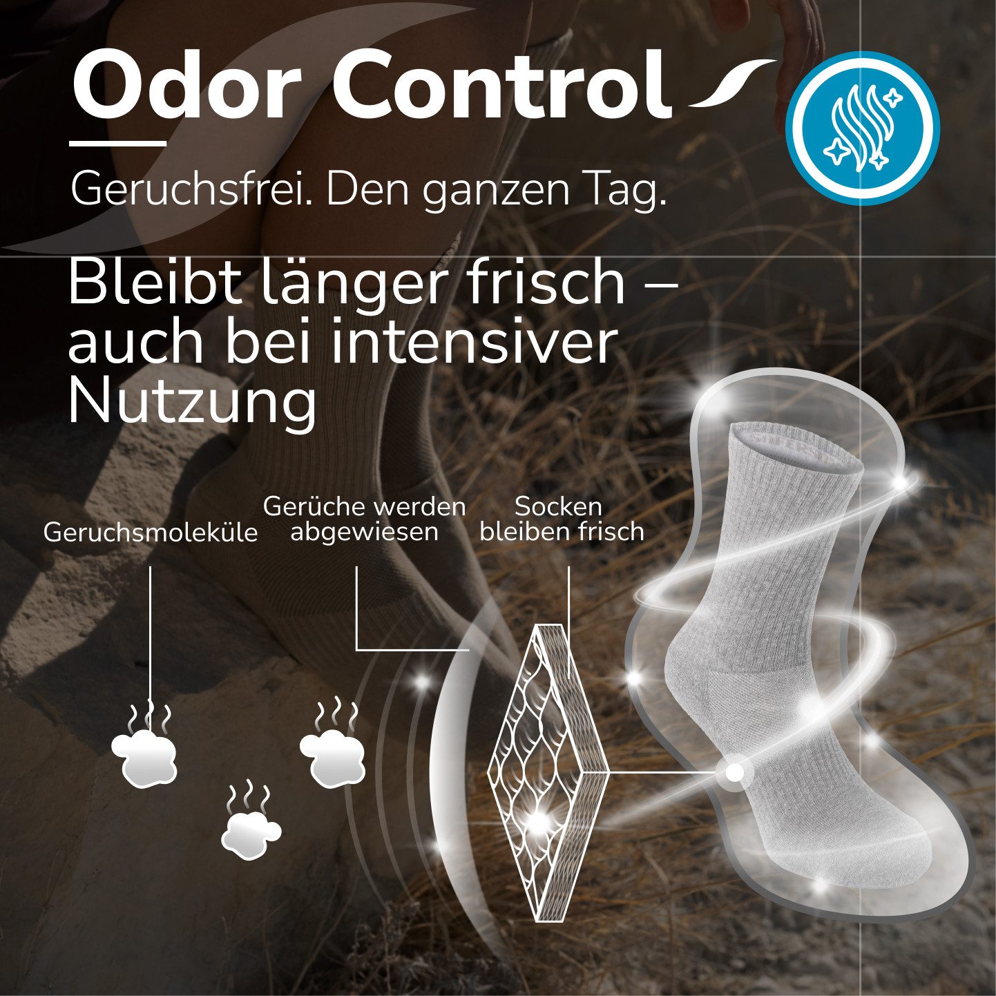 SAFERSOX Funktionssocken Sportsocken mit Mückenschutz (Set, 3 Paar) geruchshemmend, hoher Baumwollanteil, Made in EU