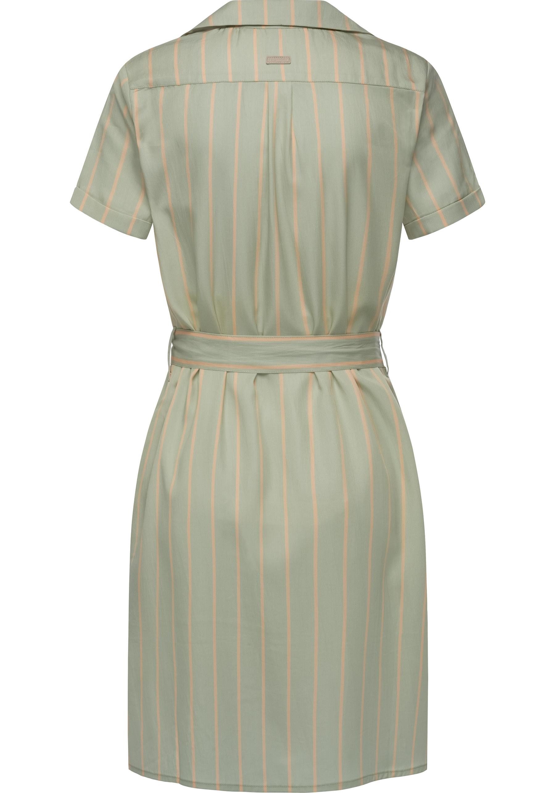 Ragwear Sommerkleid Sawira Gemustertes Midikleid mit Knopfleiste