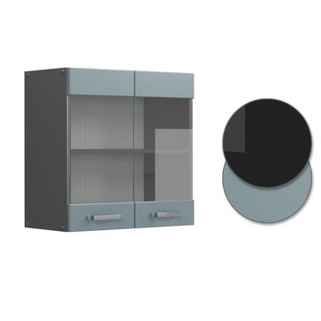 Vicco Glashängeschrank Küchenschrank R-Line Anthrazit Blau Grau 60 cm