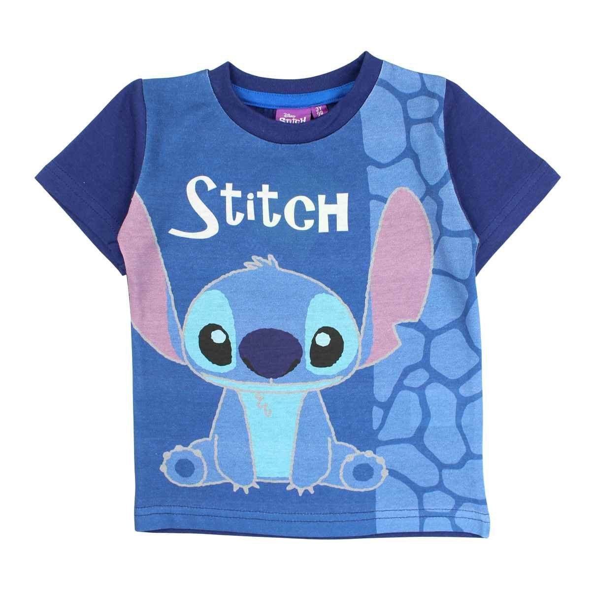 Jungen - Kurzarmshirt T-Shirt Lilo Baumwolle Gr. aus Dunkelblau Stitch Stitch 128 cm 98 &