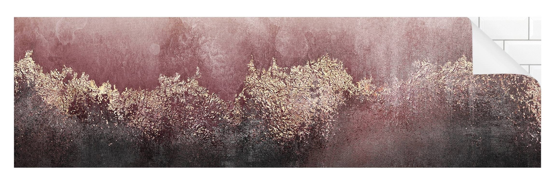 Bilderdepot24 Badrückwand rosa fugenlose Wandverkleidung Bad Abstrakt, (Hartfolie matt » Selbstklebend SMART 0,35 mm), wasserfestes Wandpaneel Goldene Dämmerung Rosa