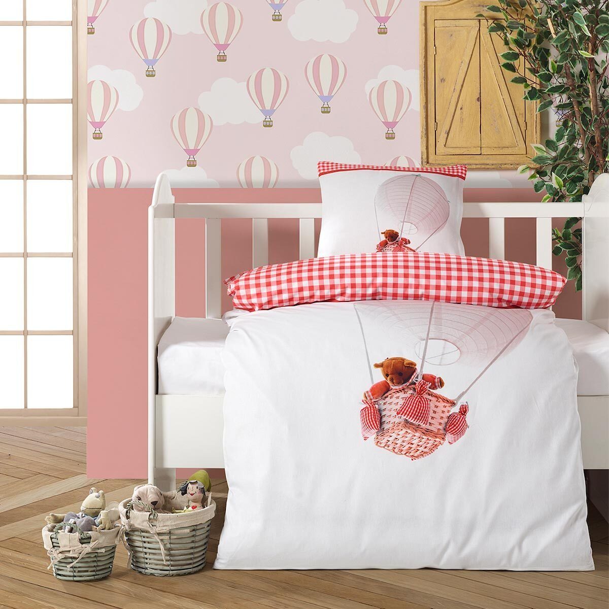 TRAUMSCHLAF Bettwäsche Ballon Bear Pink, Renforce, günstig online kaufen