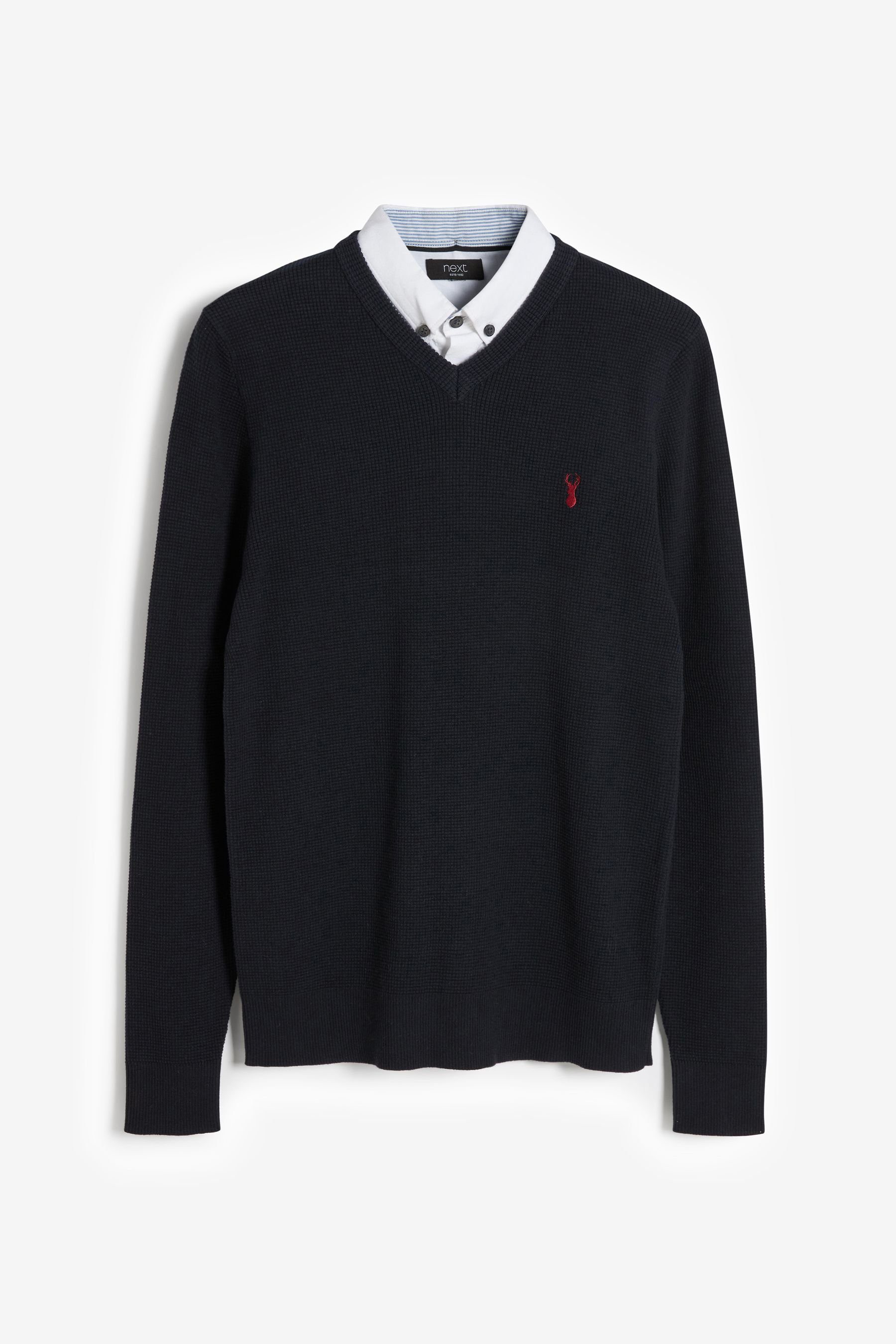2-in-1-Pullover Pullover mit Hemdkragen