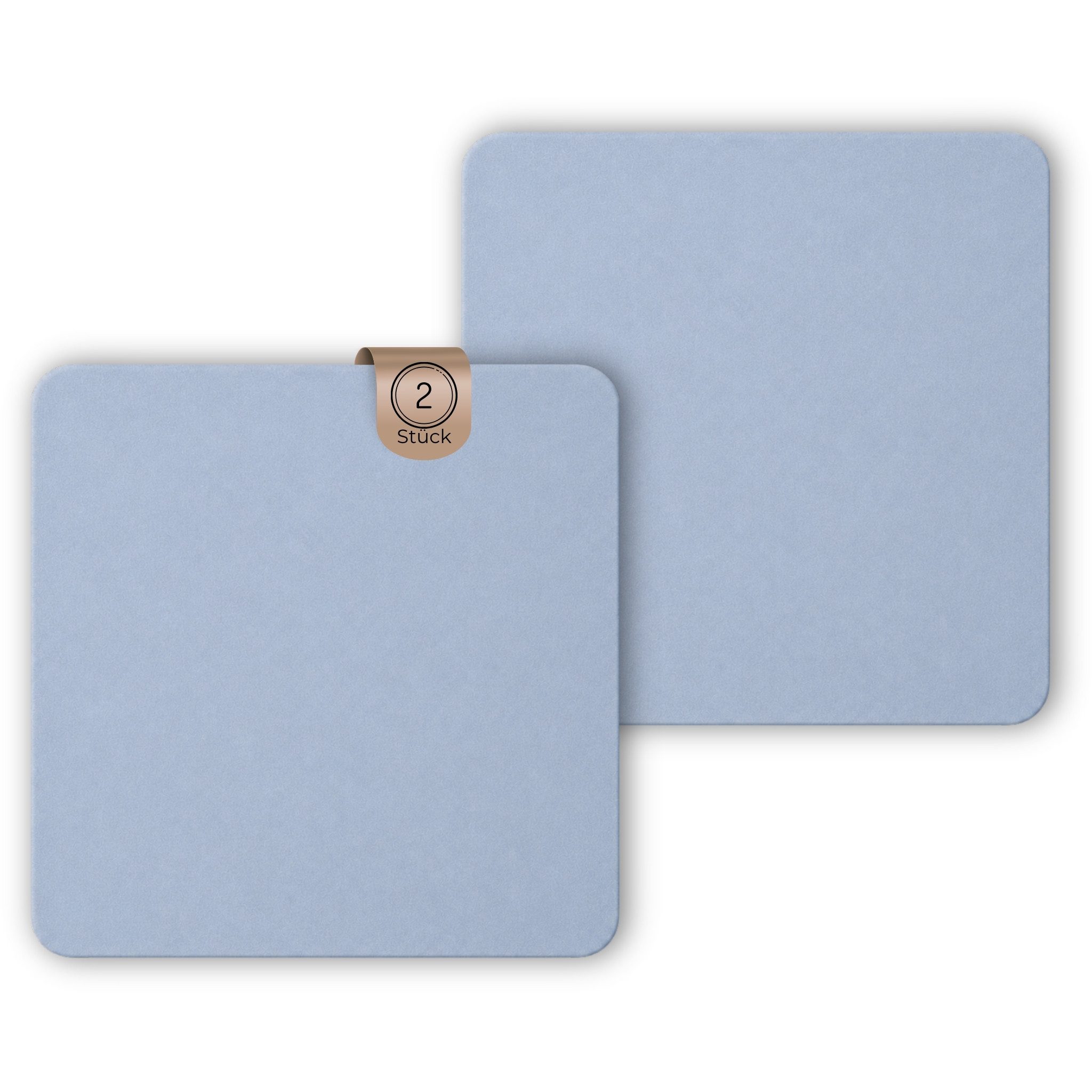 matches21 HOME & HOBBY Abtropfmatte 2er Set Geschirr Abtropfmatten, in hellblau 40x40 cm, Saugstarke Spülmatte & Kaffeematte Leder-Optik