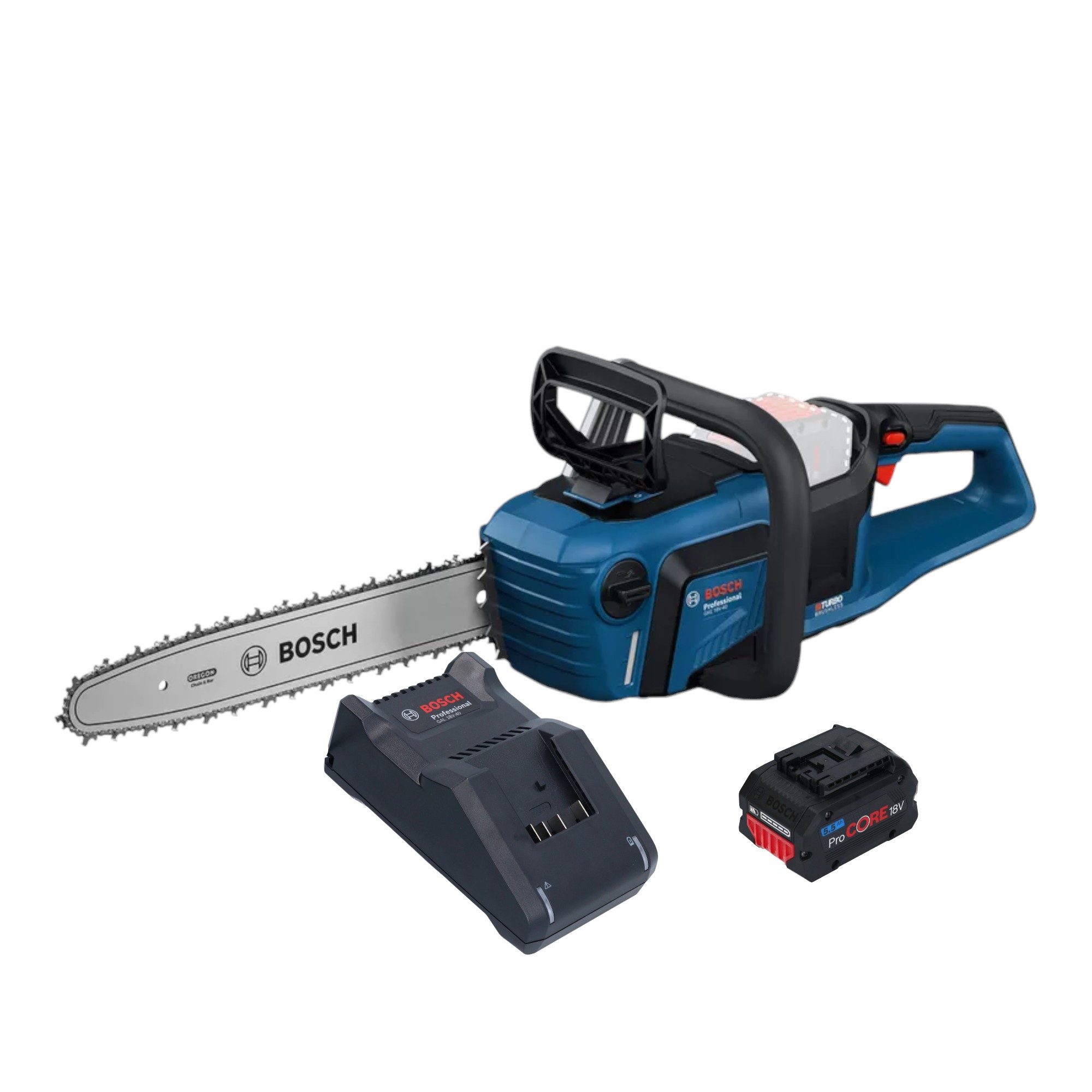 Bosch Professional Benzin-Kettensäge GKE18V-40 Professional 18 V 40 cm + 1x ProCORE Akku 5,5 Ah + Ladegerät