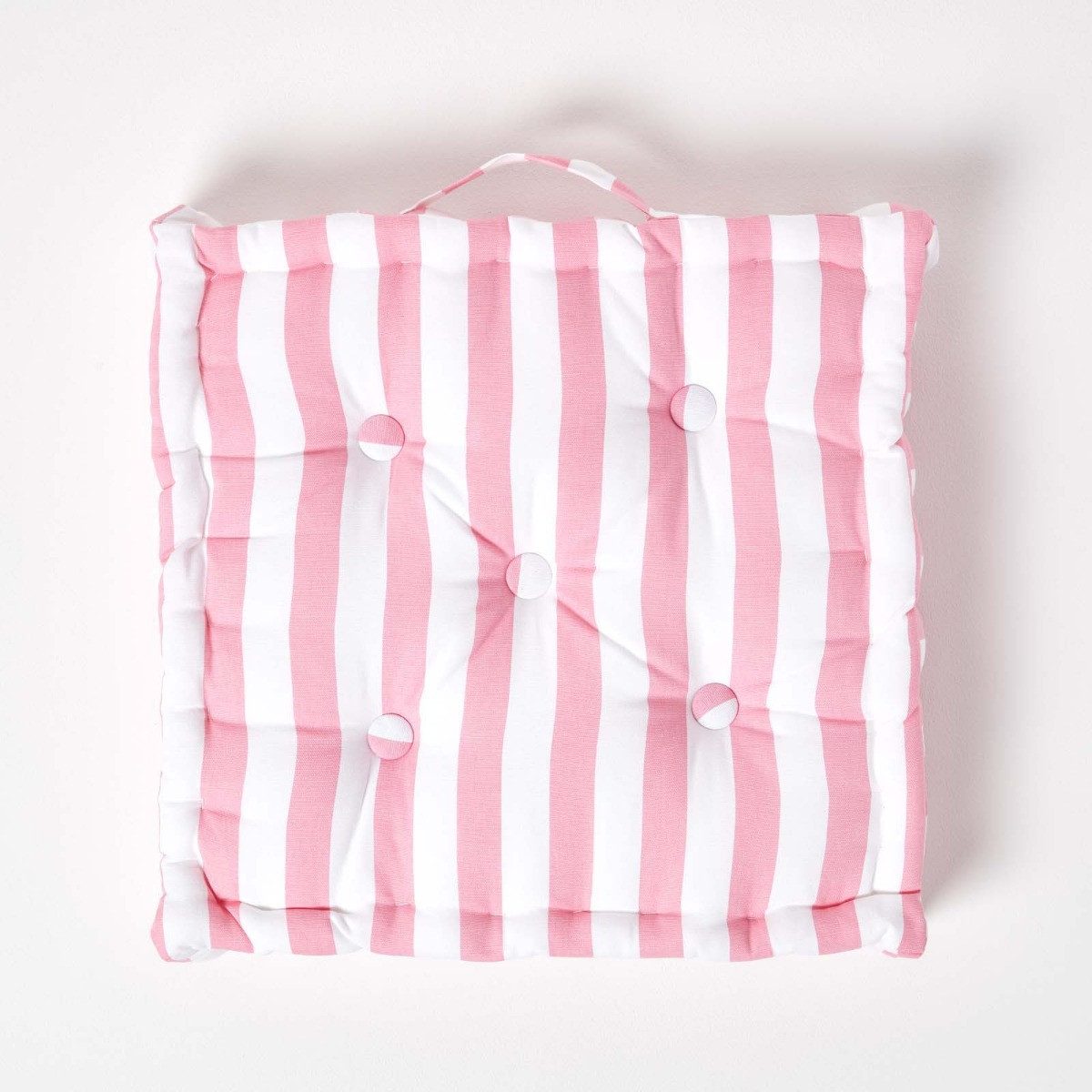Homescapes Bodenkissen Sitzkissen Breite Streifen rosa 40 x 40 x 10 cm