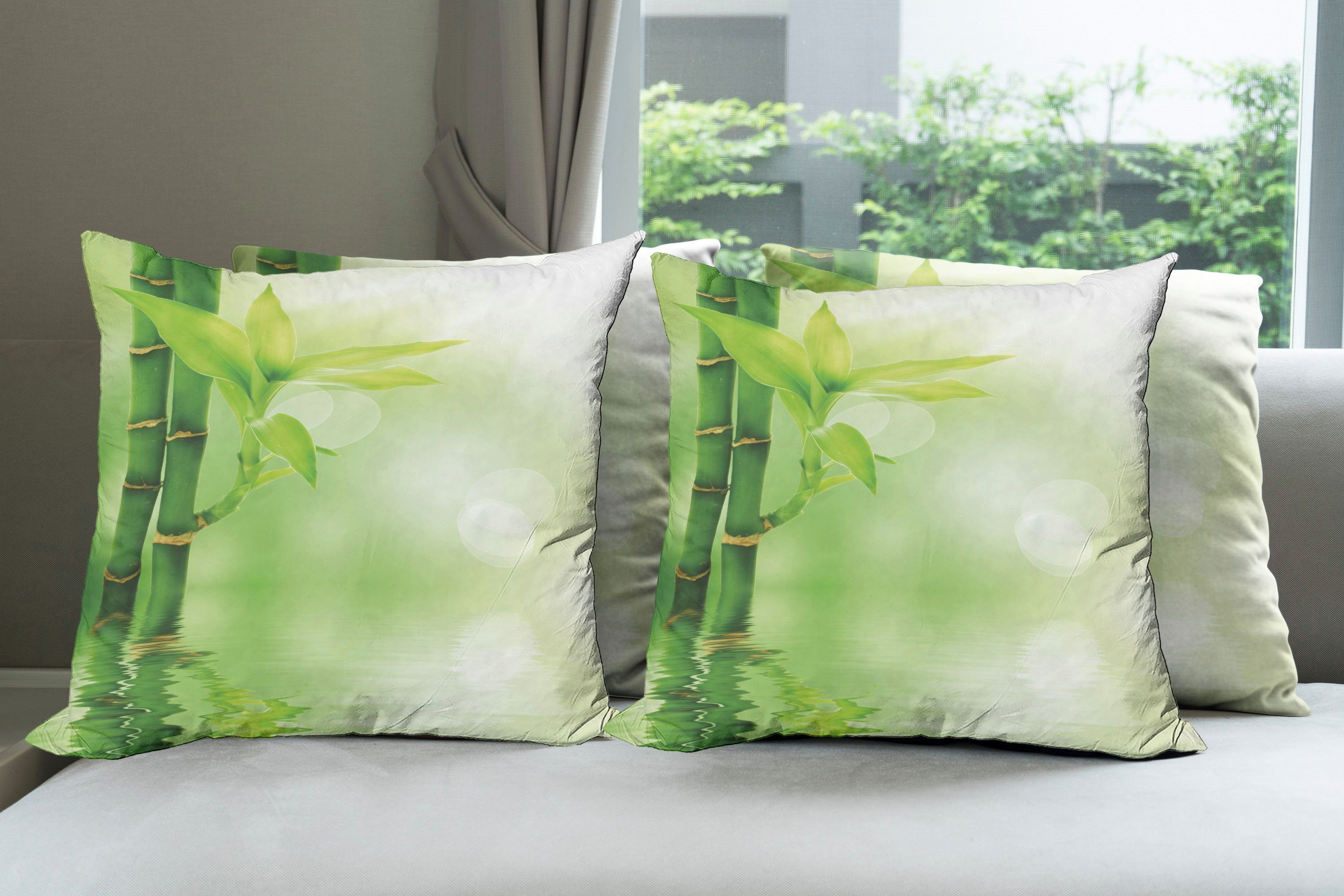 Wasser Abakuhaus Accent Doppelseitiger Pflanze Stück), Modern Bambus (4 Digitaldruck, aus Kissenbezüge